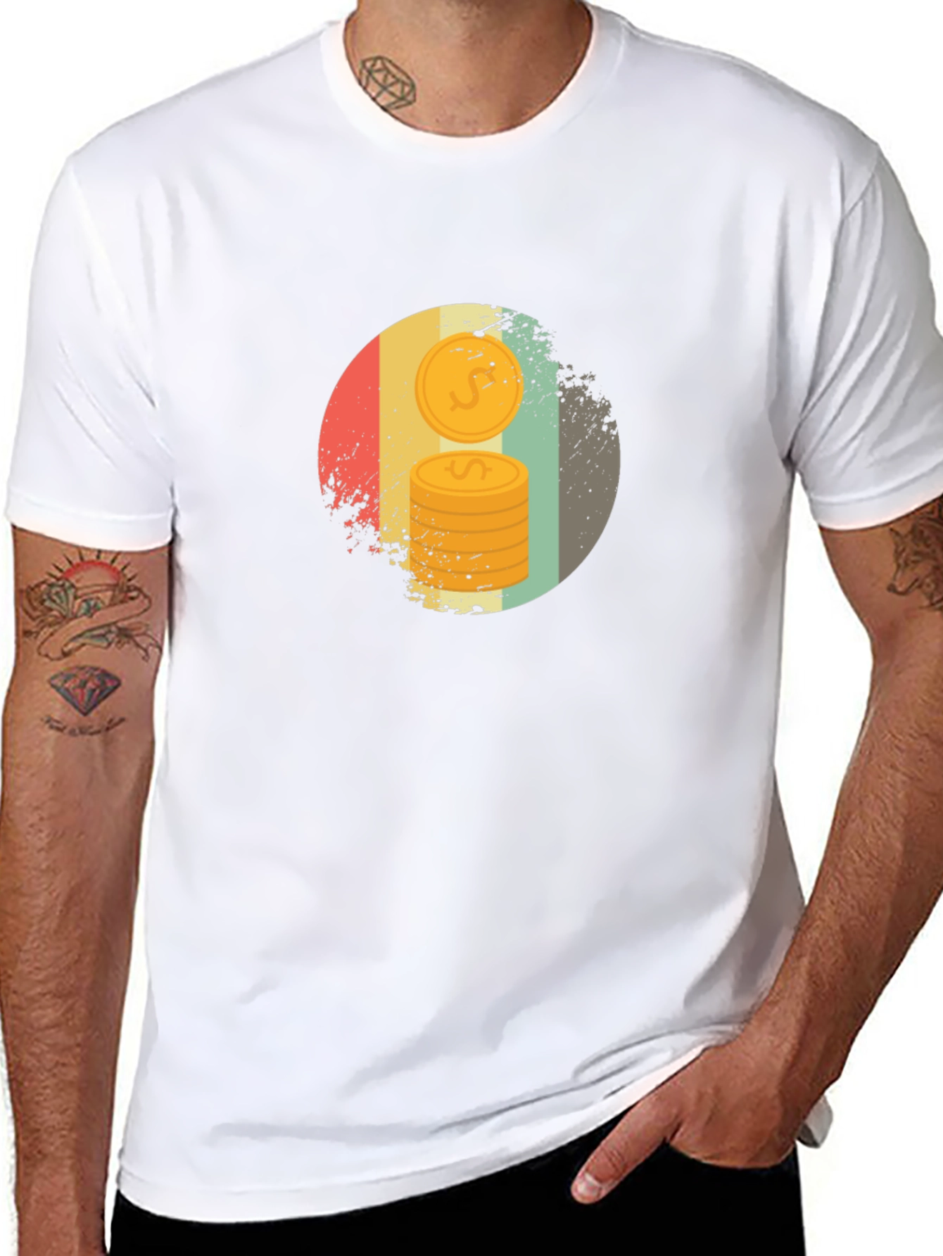 Retro Coin Stack Graphic Tee