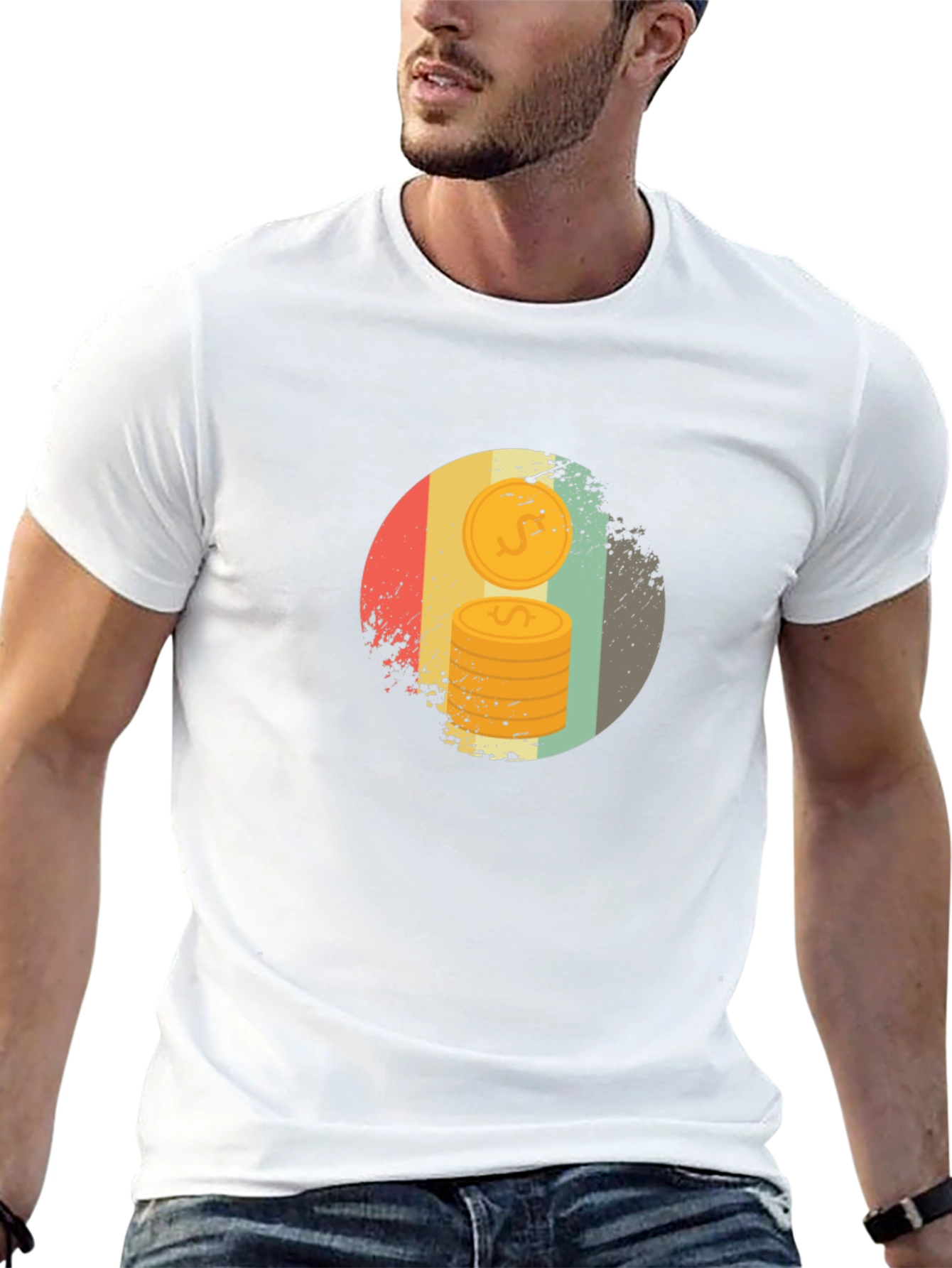 Retro Coin Stack Graphic Tee