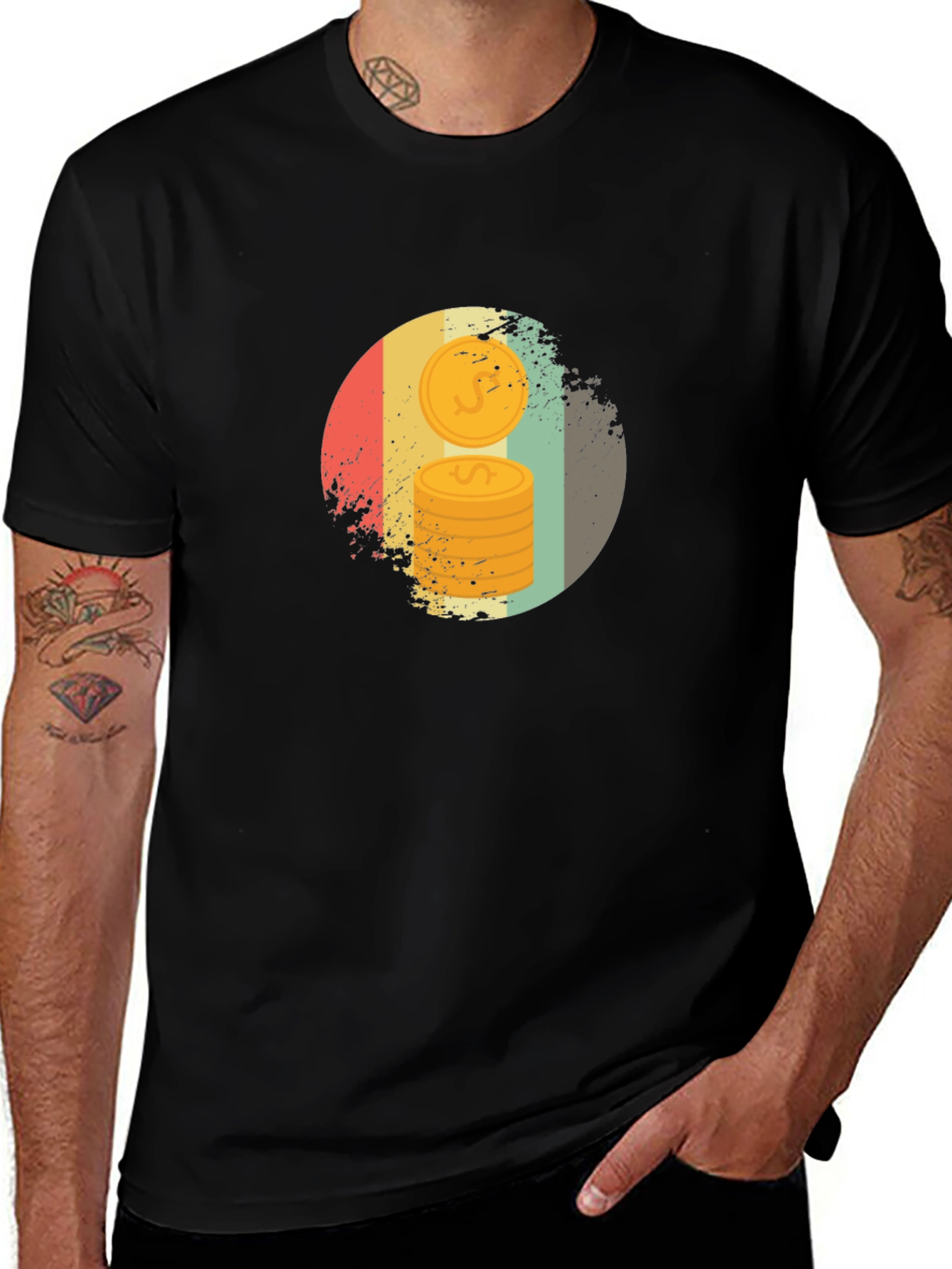 Retro Coin Stack Graphic Tee