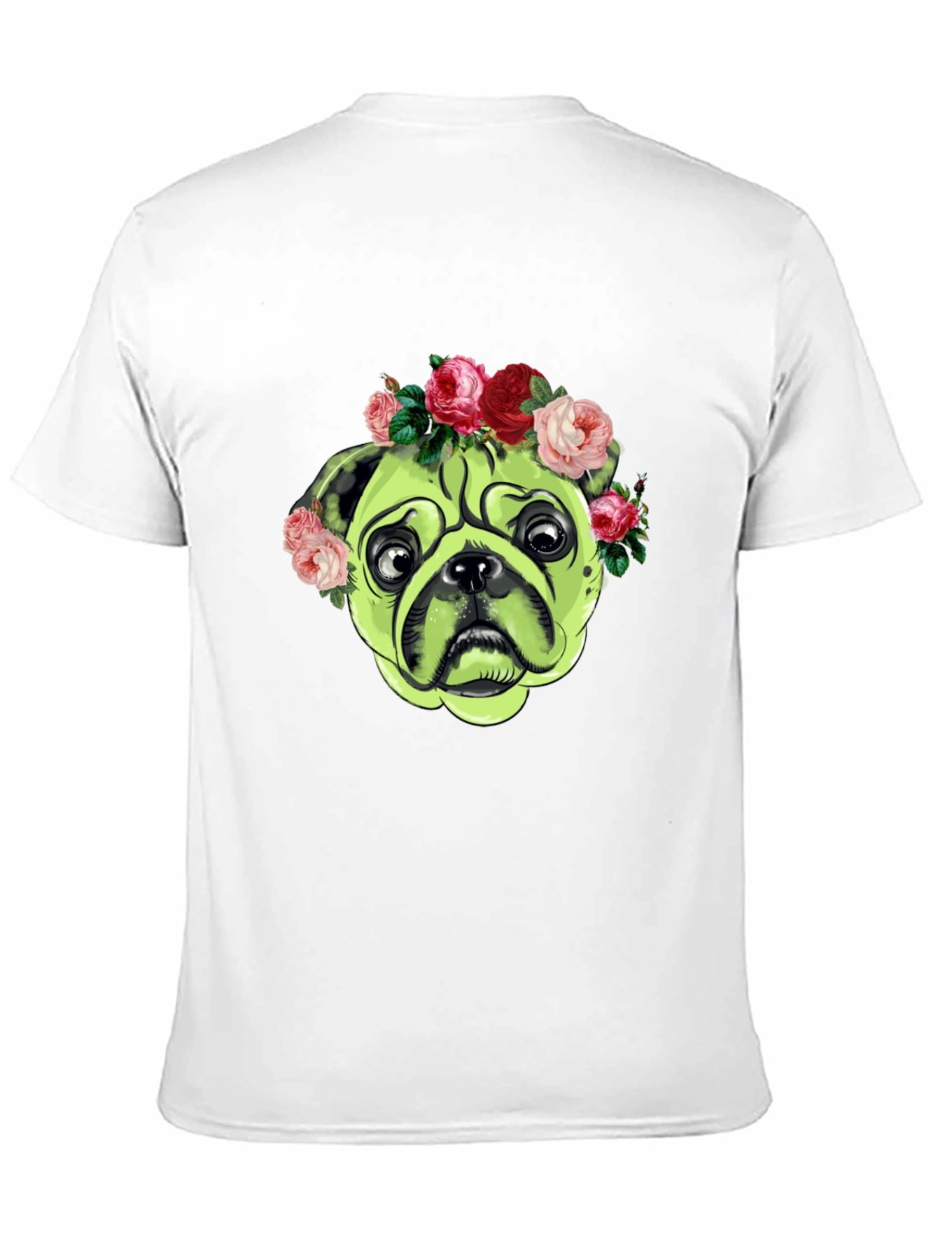 Pug with Floral Crown Graphic T-Shirt