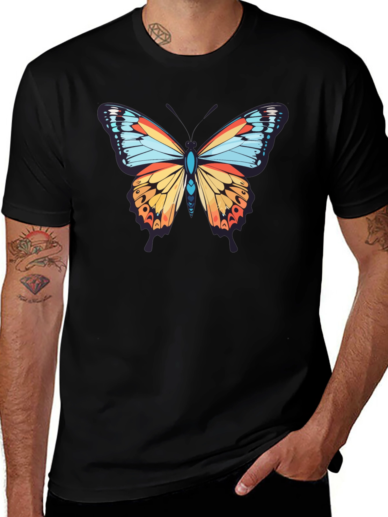 Butterfly Graphic Print Crew Neck T-Shirt