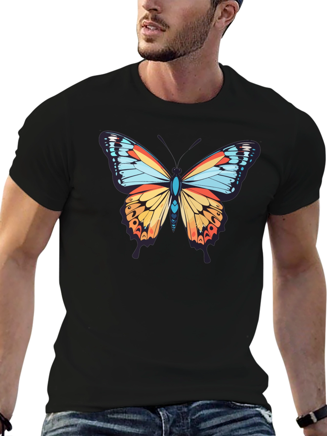 Butterfly Graphic Print Crew Neck T-Shirt