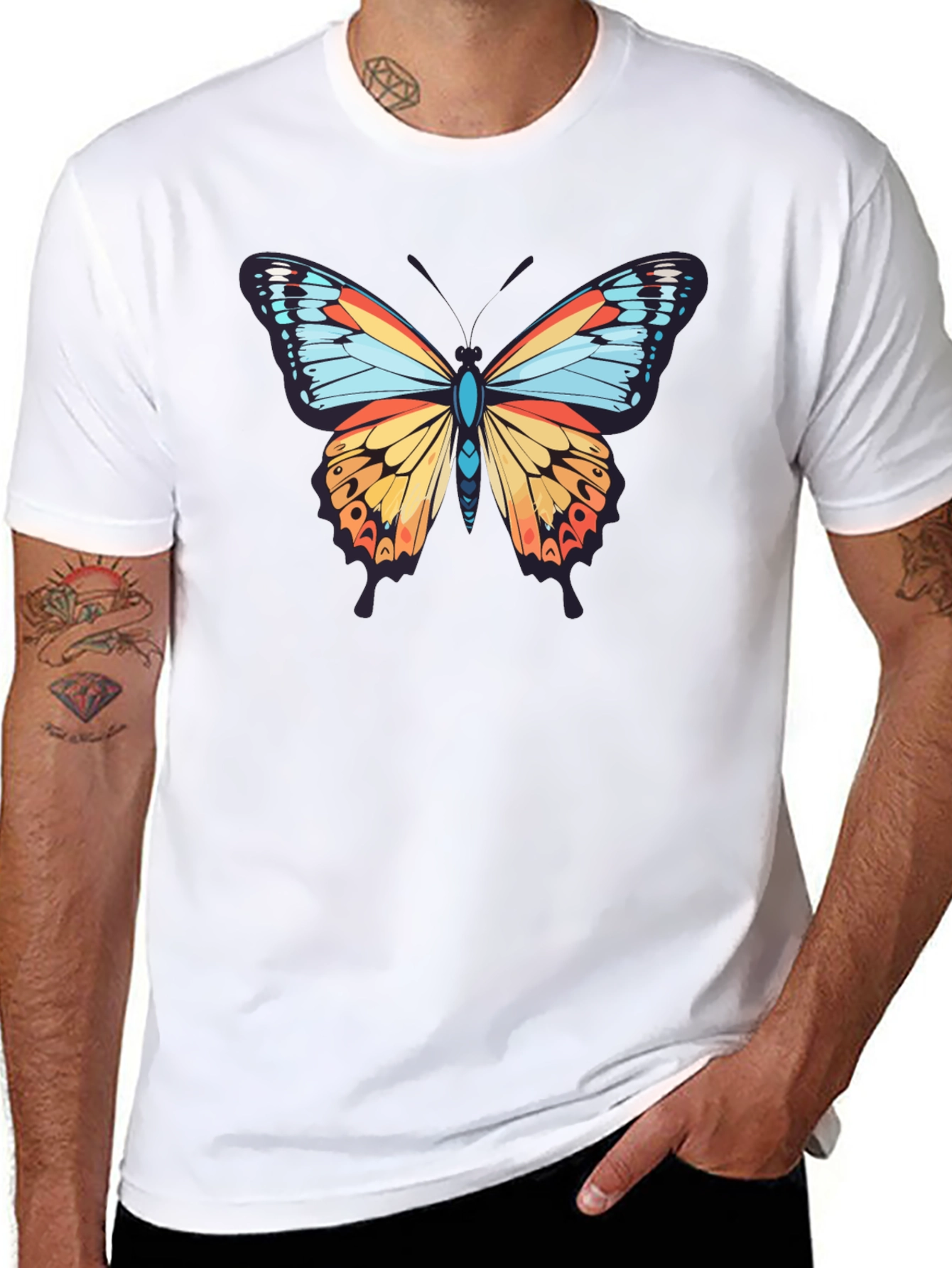 Butterfly Graphic Print Crew Neck T-Shirt