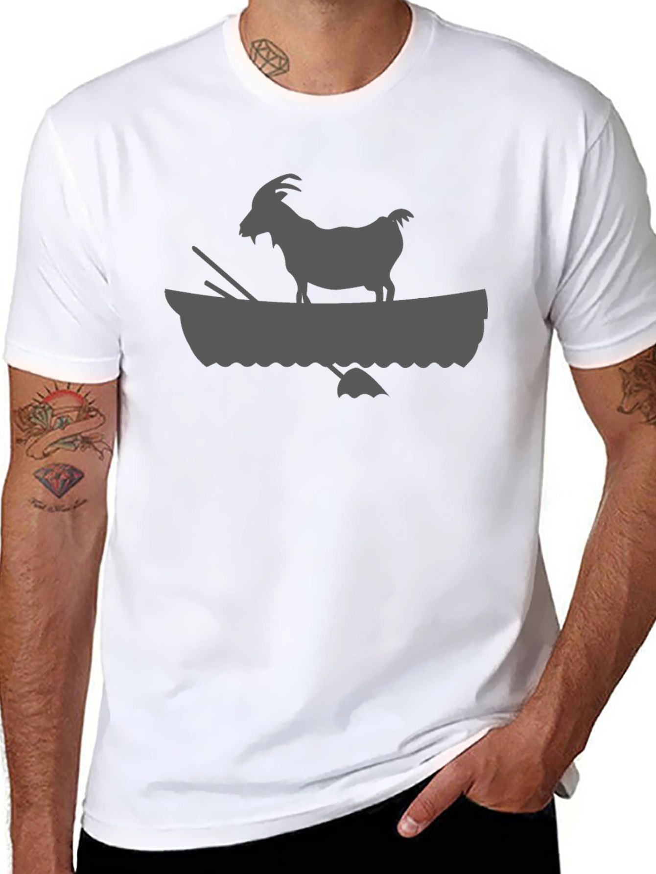 Goat in Boat Graphic Tee - Stylish Mens T-Shirt