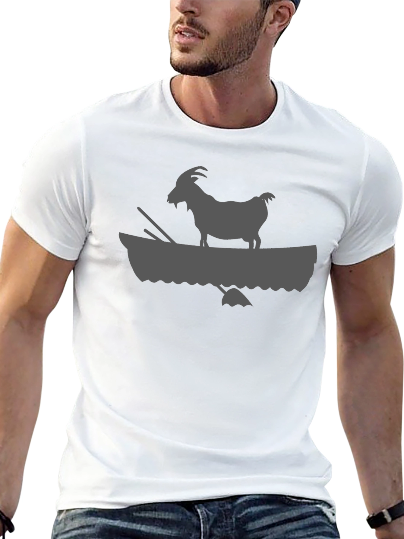 Goat in Boat Graphic Tee - Stylish Mens T-Shirt