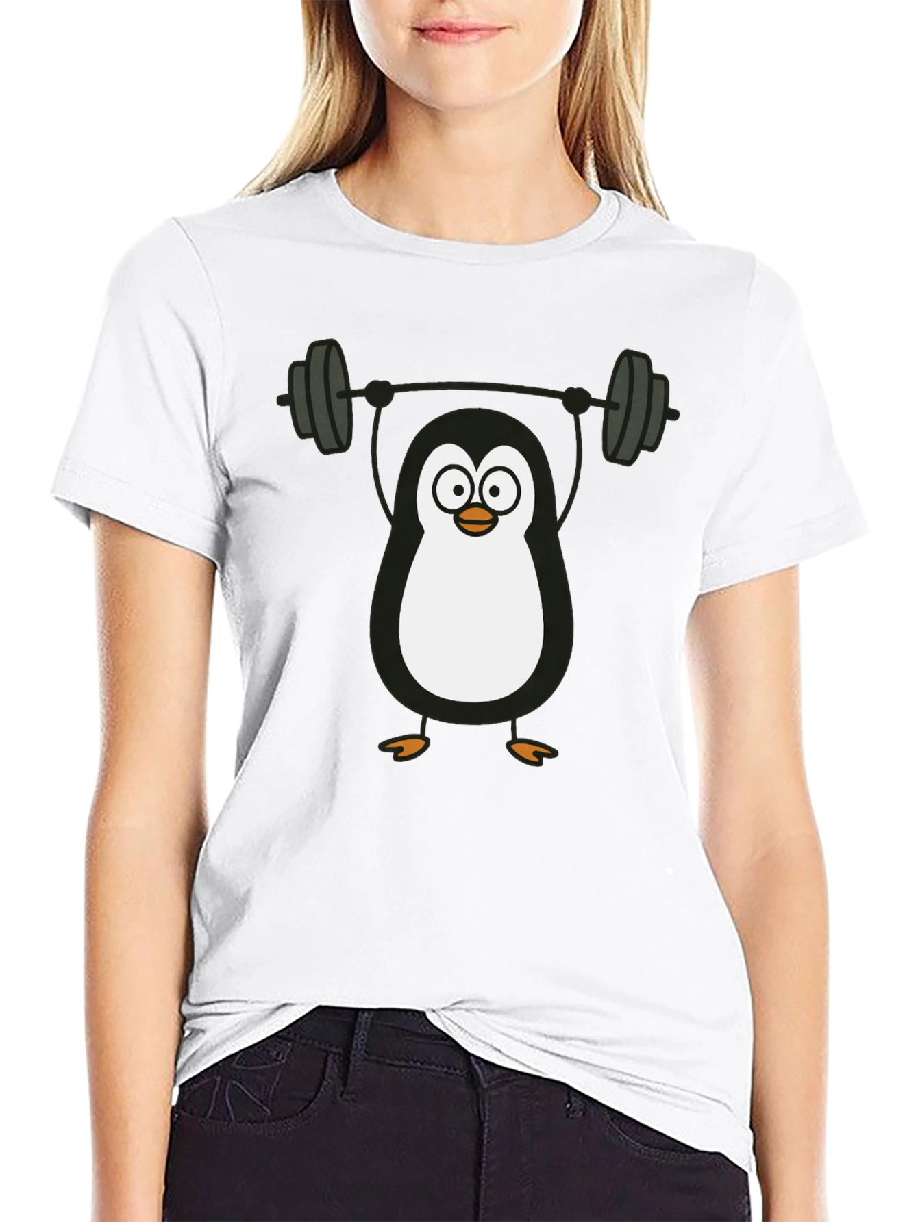 Penguin Lifting Weights Graphic Tee - Black