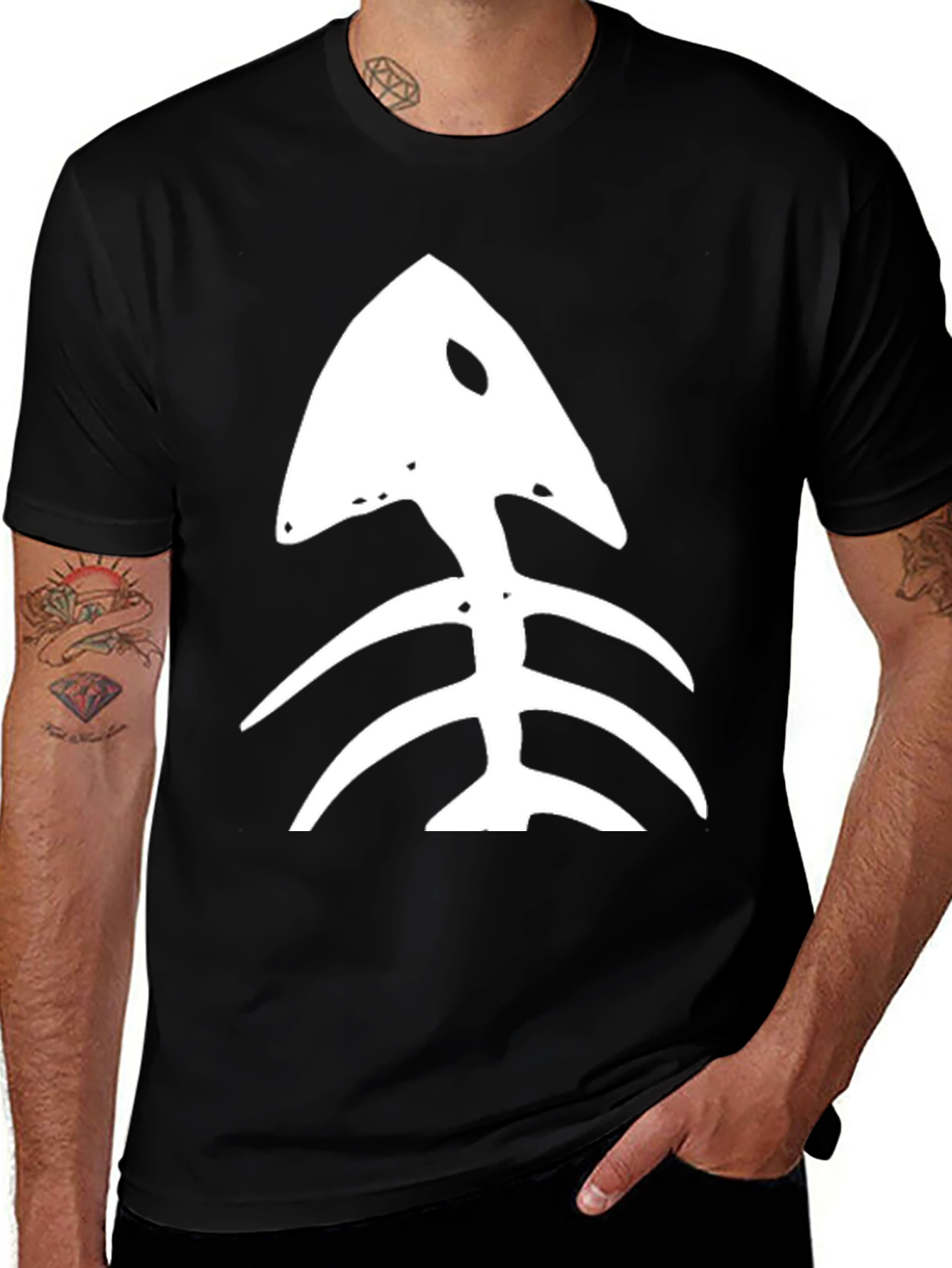 Fishbone Graphic Tee - Black Casual T-Shirt