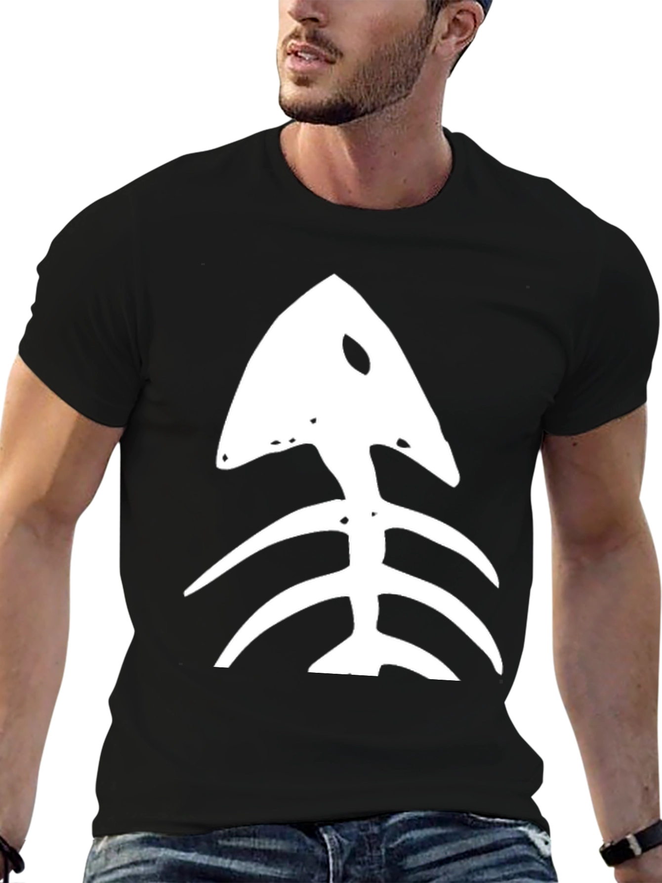 Fishbone Graphic Tee - Black Casual T-Shirt