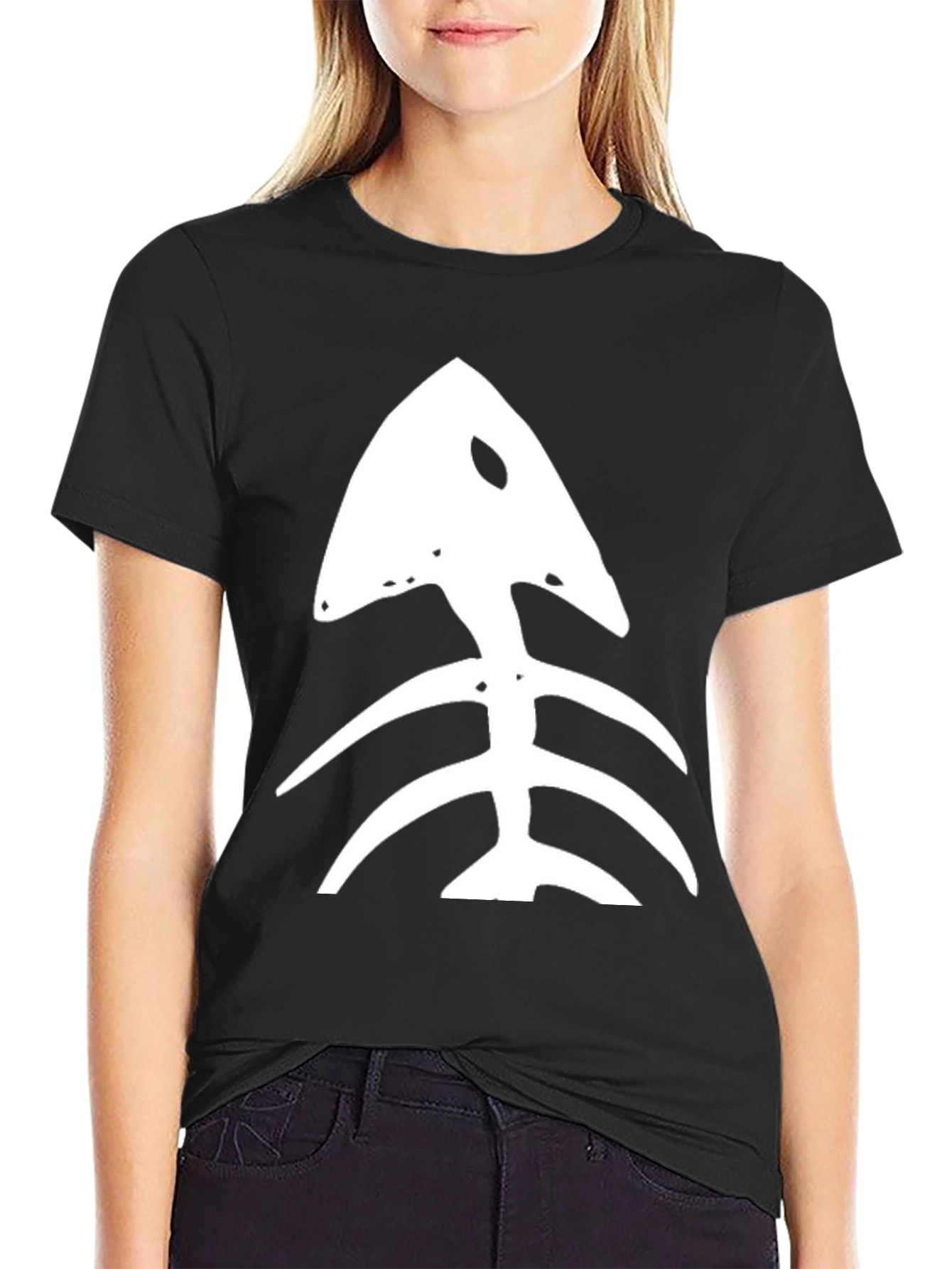 Fishbone Graphic Tee - Black Casual T-Shirt
