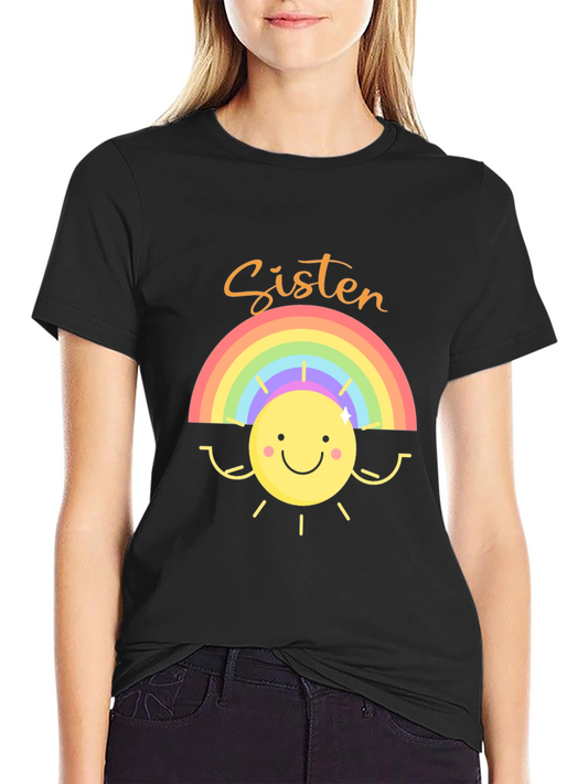 Sister Rainbow Graphic T-Shirt - Cute Family Tee