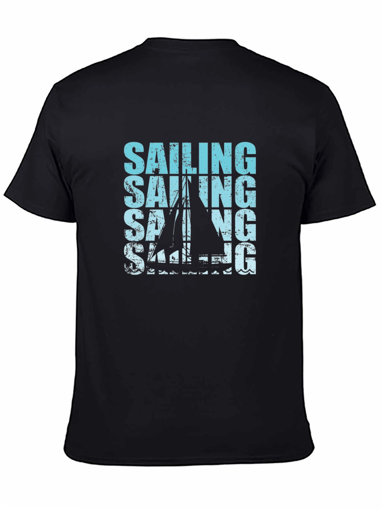 Sailing Graphic Print Black T-Shirt