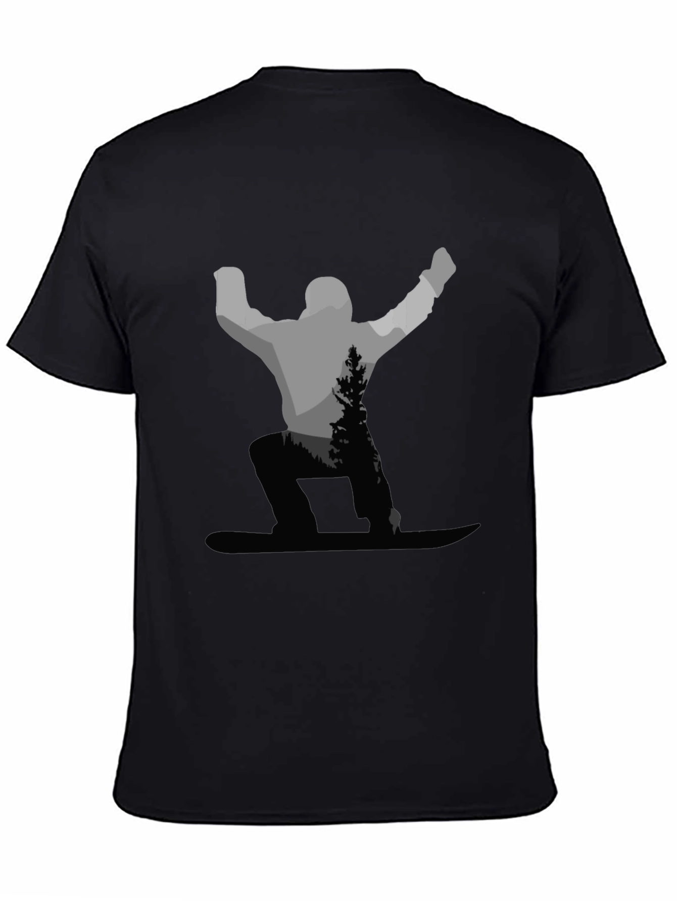 Snowboarder Graphic Tee - Black Cotton Blend Shirt
