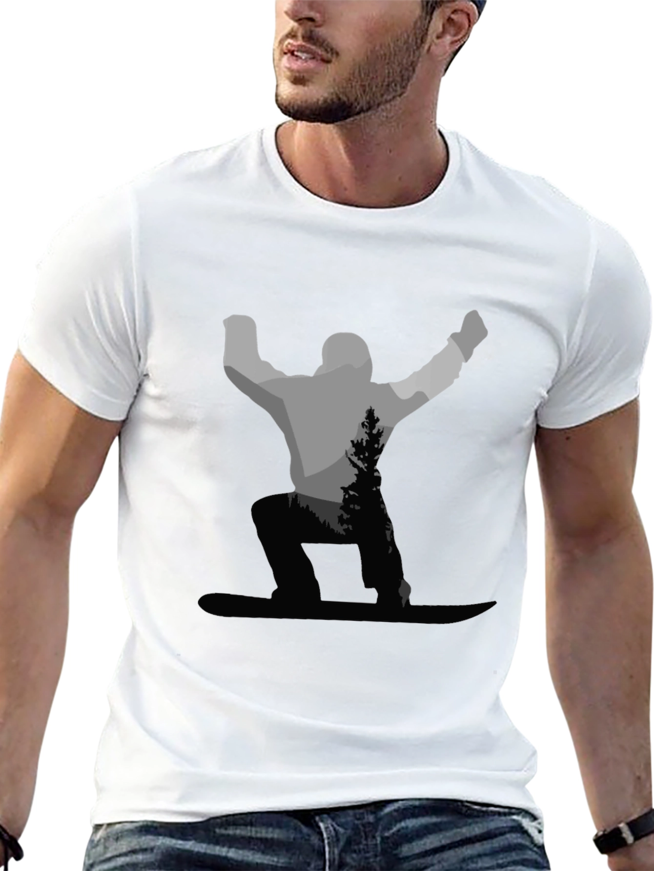 Snowboarder Graphic Tee - Black Cotton Blend Shirt