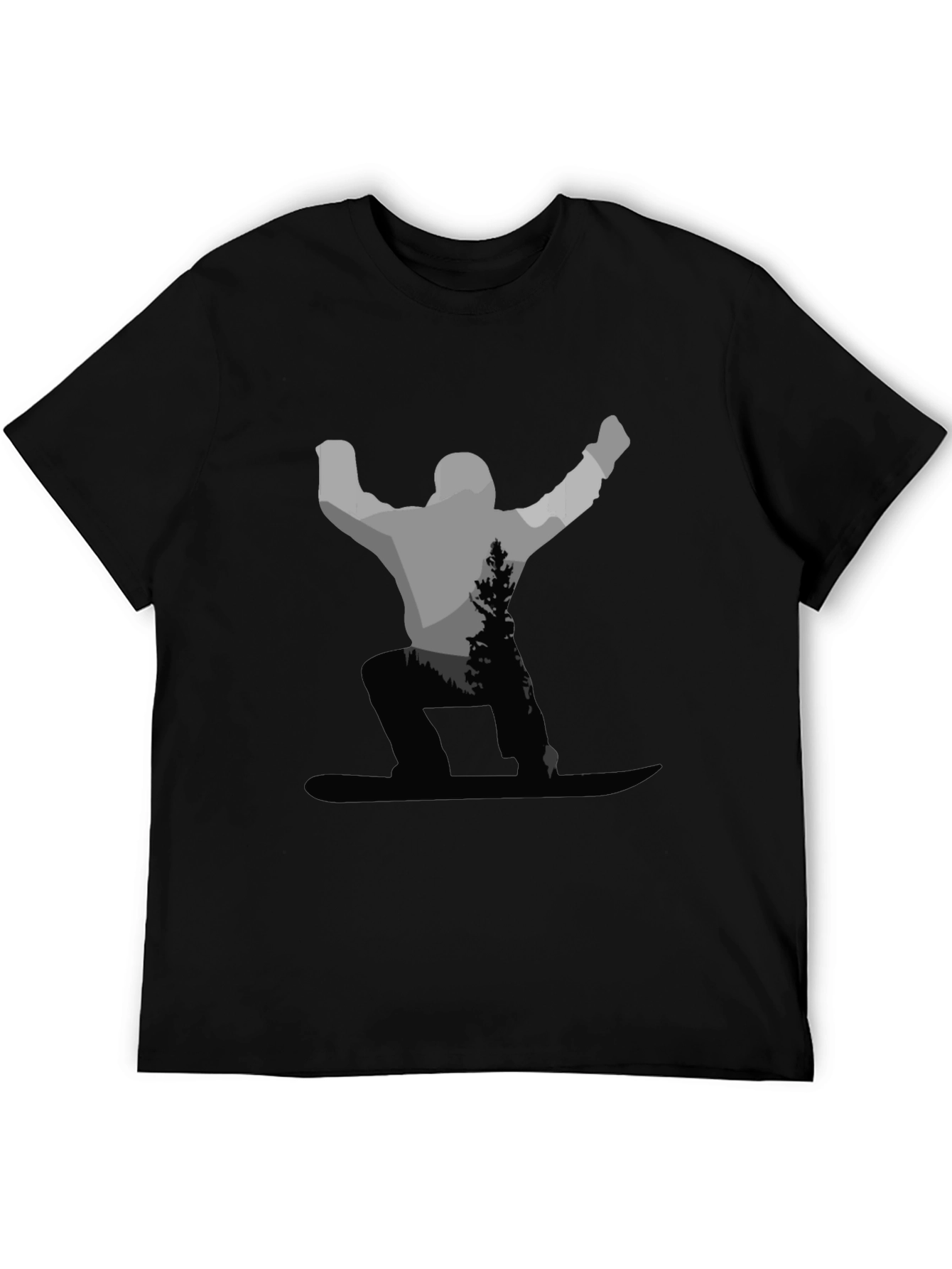 Snowboarder Graphic Tee - Black Cotton Blend Shirt