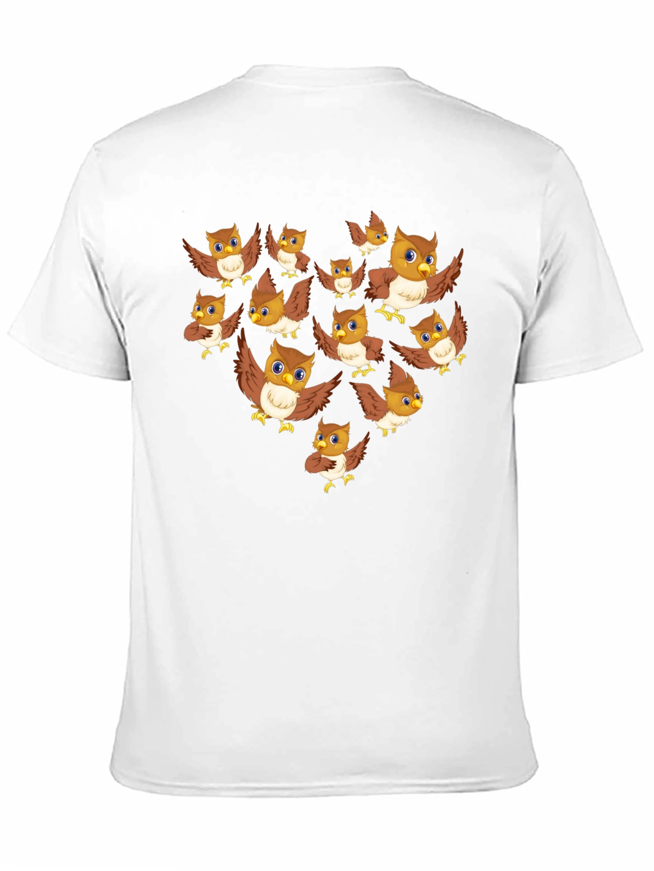 Owl Pattern T-Shirt - Black Crew Neck Tee