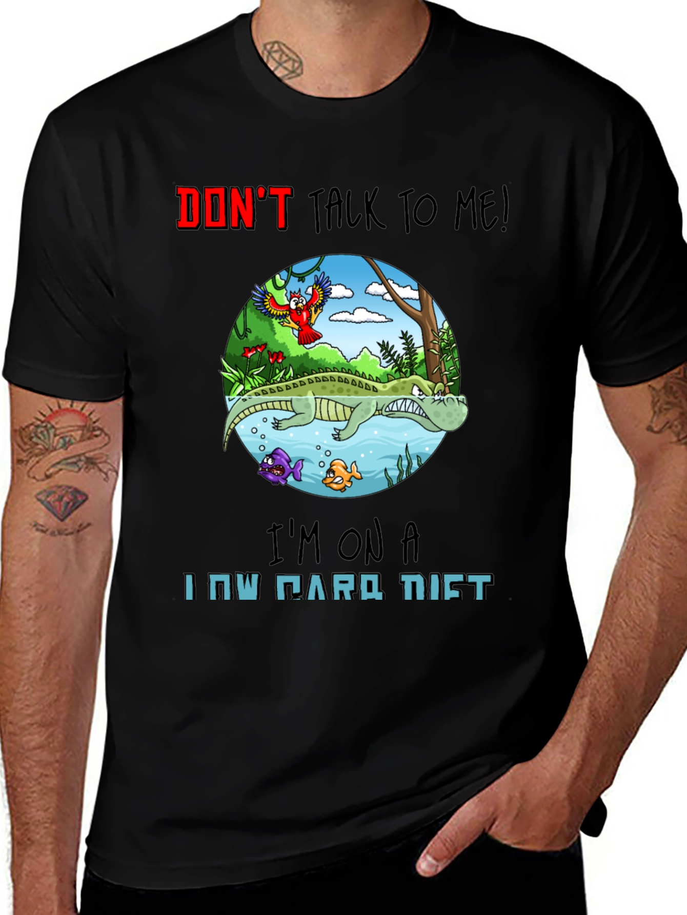 Funny Low Carb Diet Alligator Graphic T-Shirt