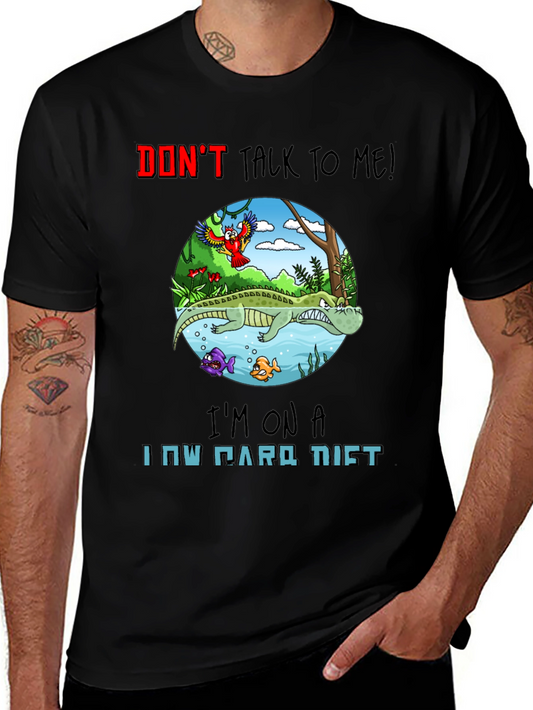 Funny Low Carb Diet Alligator Graphic T-Shirt