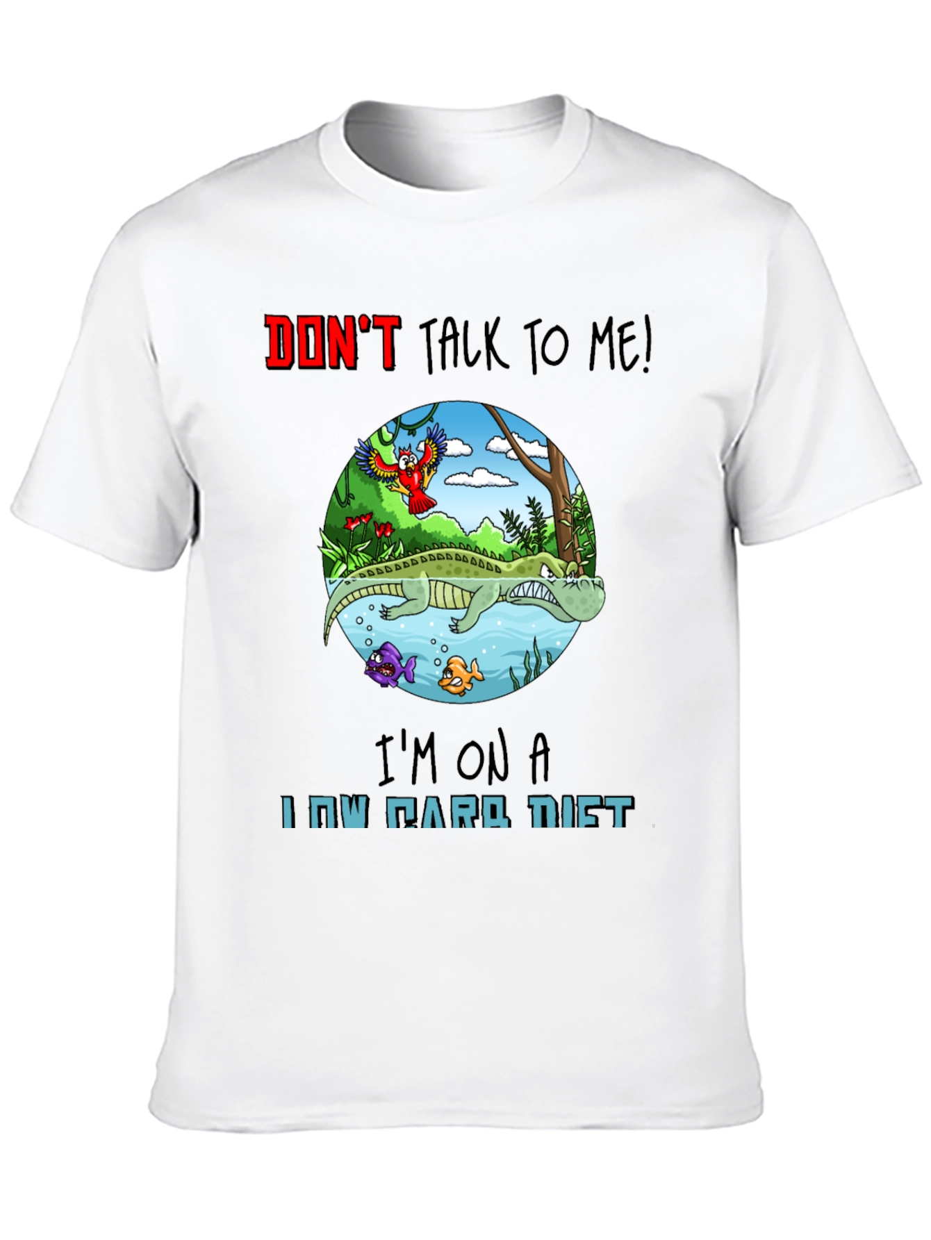 Funny Low Carb Diet Alligator Graphic T-Shirt