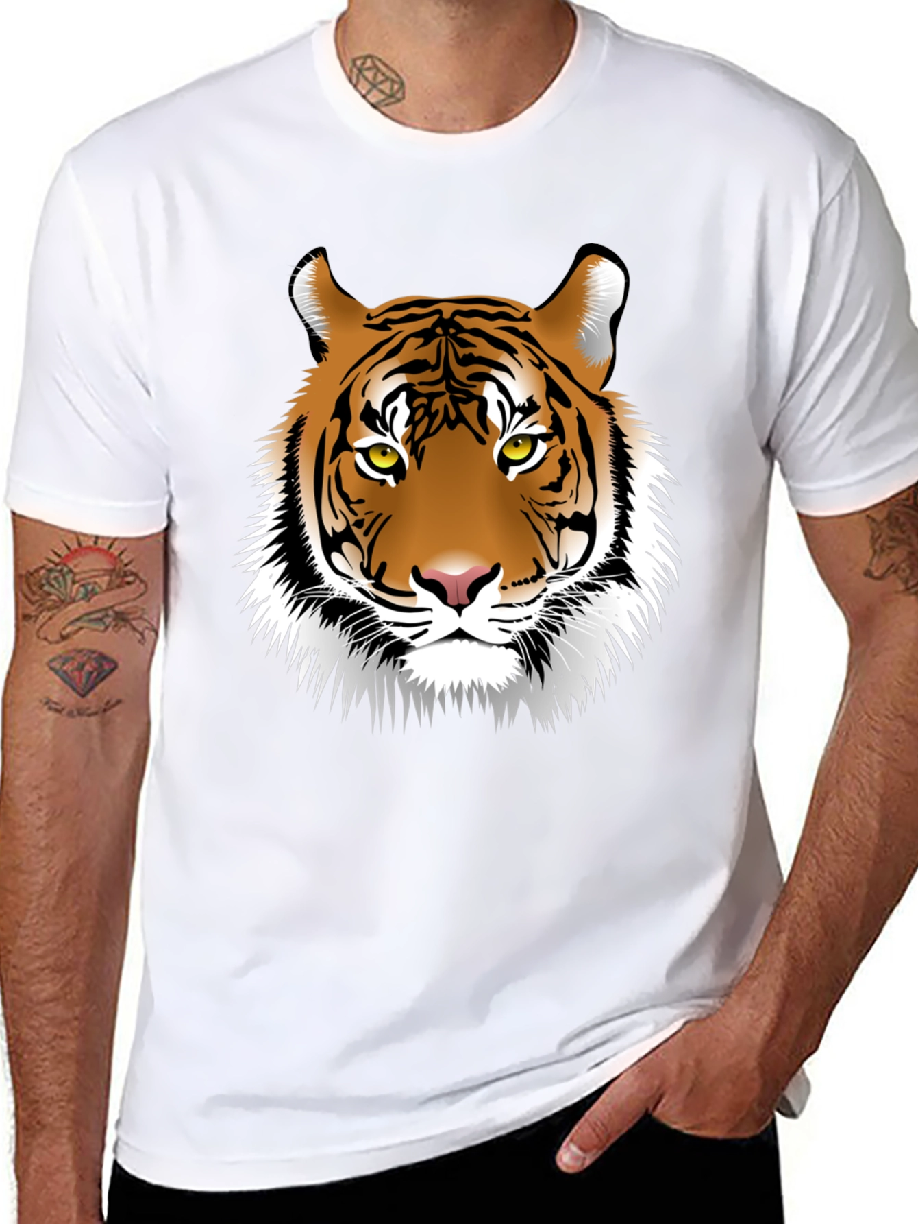 Black Tiger Graphic Tee - Fierce Animal Print Shirt