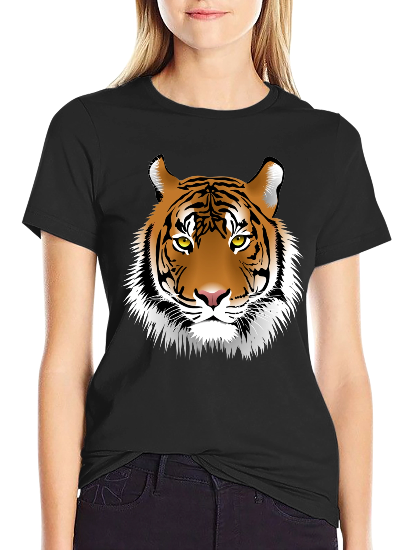 Black Tiger Graphic Tee - Fierce Animal Print Shirt