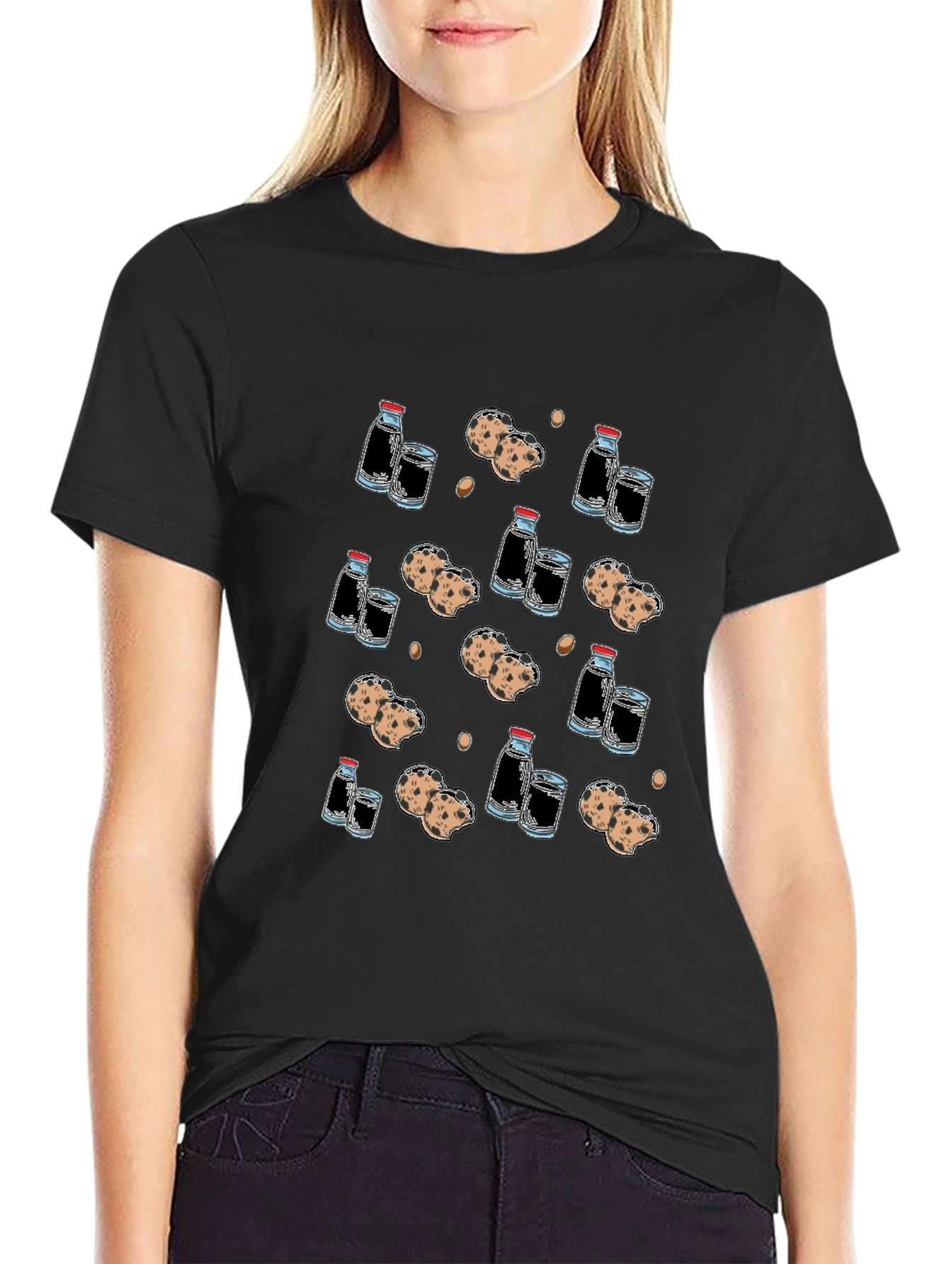 Milk and Cookies Patterned T-Shirt