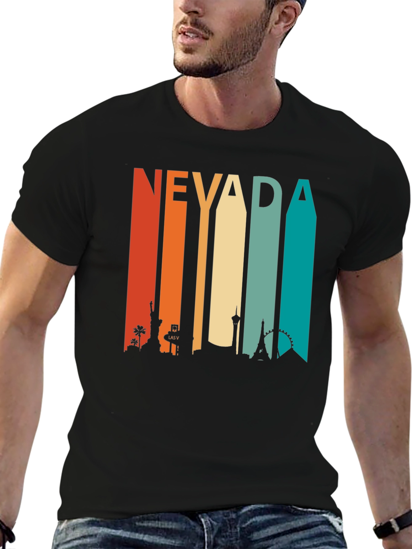Nevada Striped Cityscape Graphic T-Shirt
