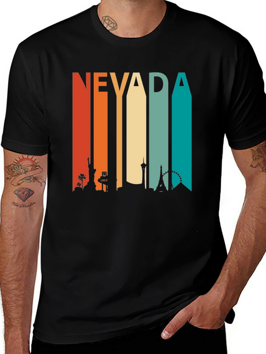 Nevada Striped Cityscape Graphic T-Shirt