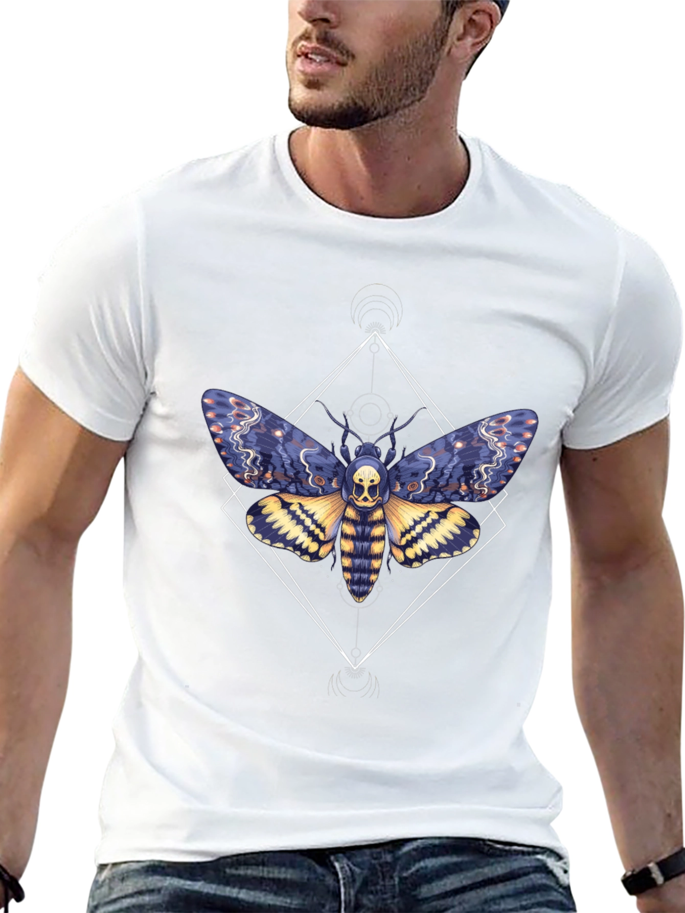 Moth Skull Graphic Tee - Black
