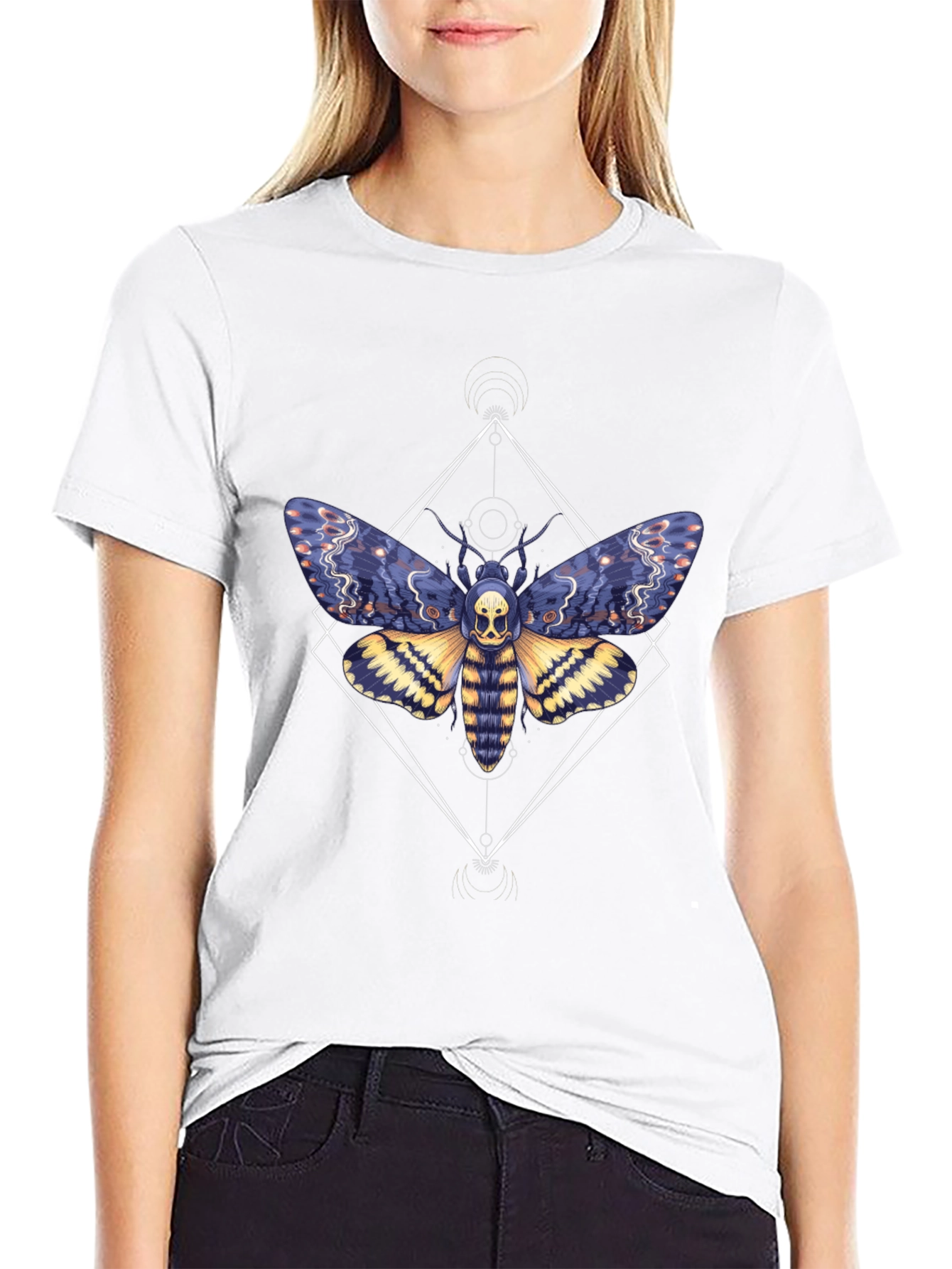 Moth Skull Graphic Tee - Black