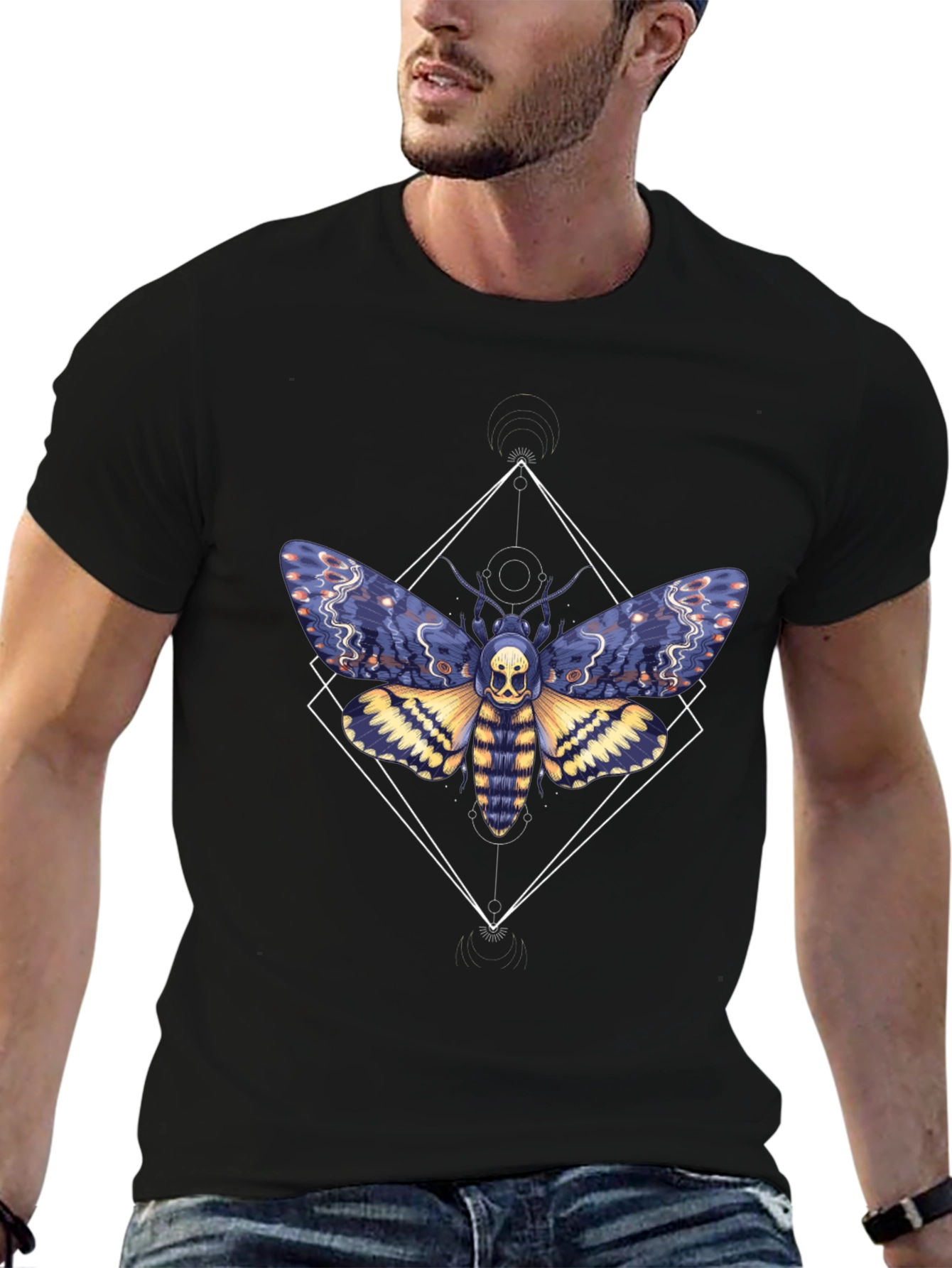 Moth Skull Graphic Tee - Black