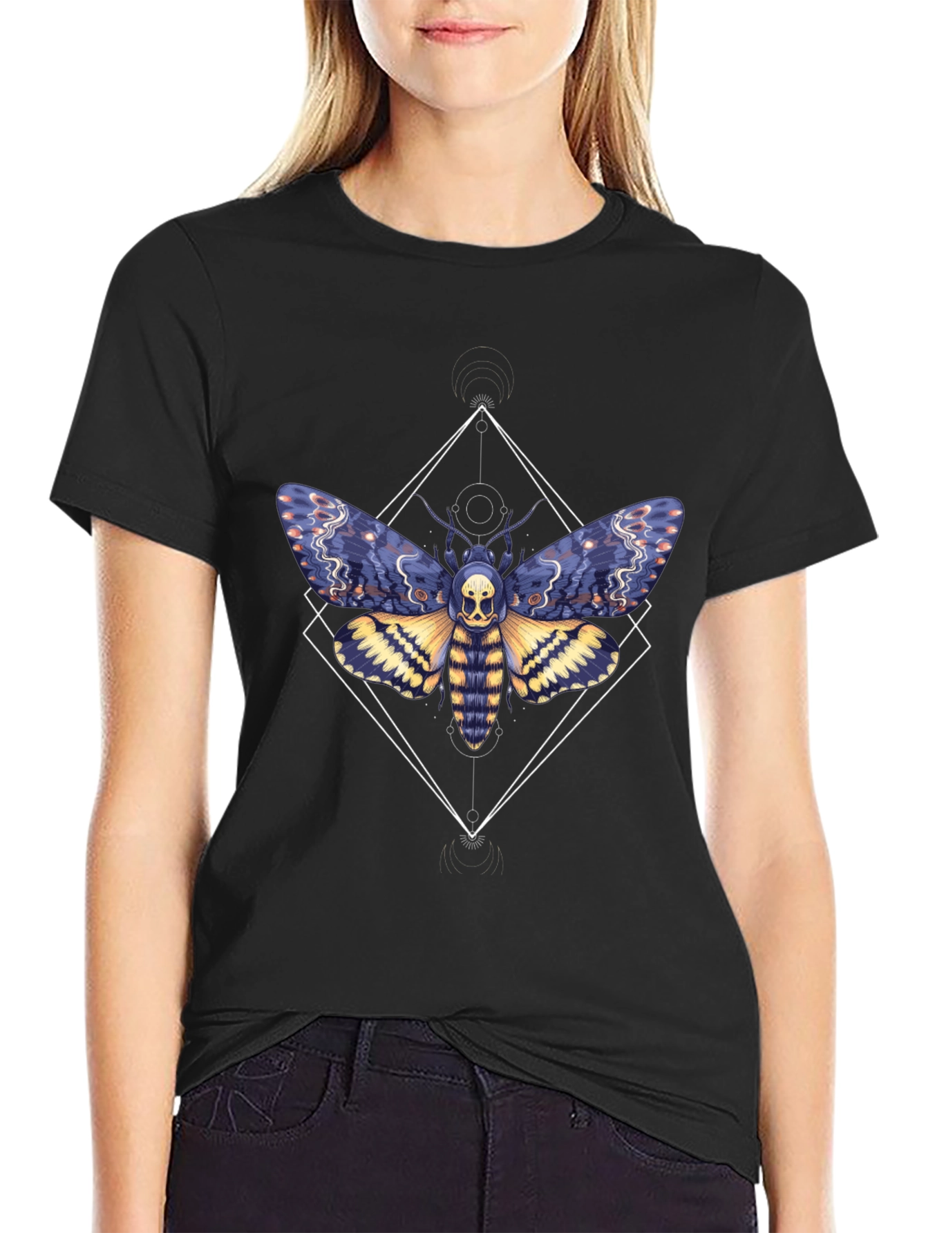 Moth Skull Graphic Tee - Black
