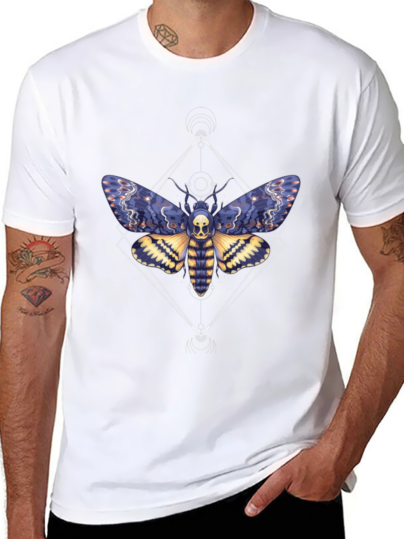 Moth Skull Graphic Tee - Black