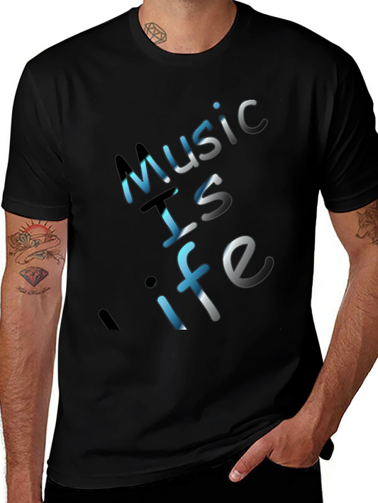 Music is Life Graphic Tee - Black Crew Neck