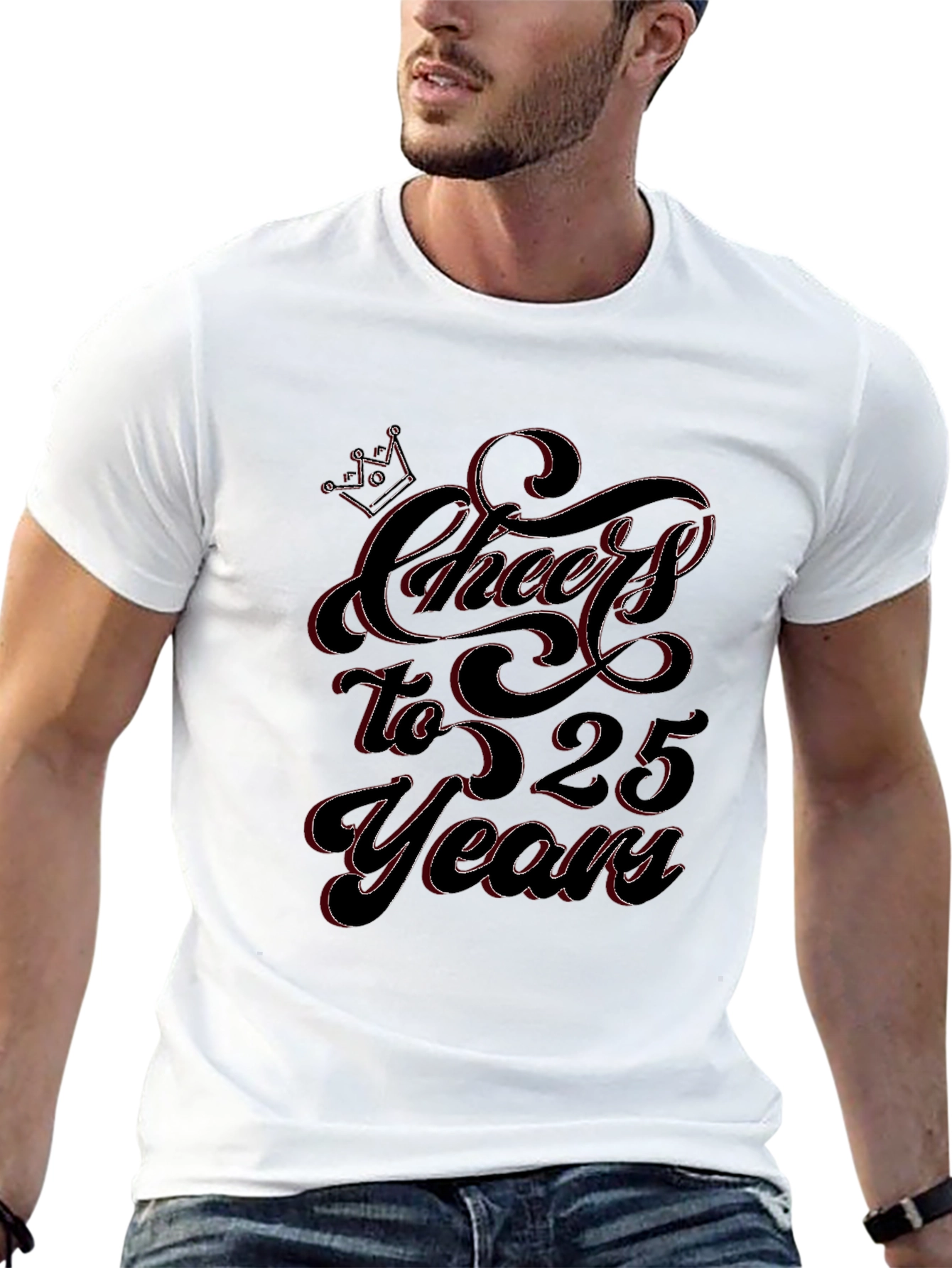 Cheers to 25 Years Black Graphic T-Shirt