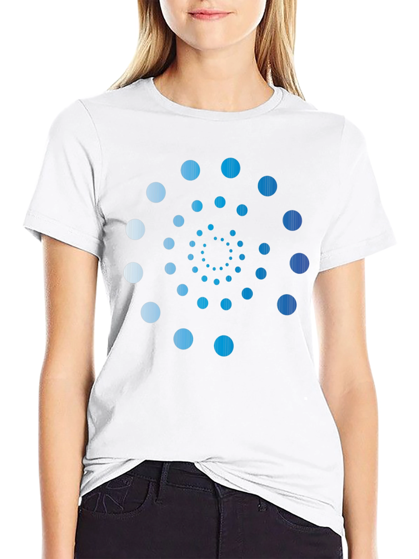 Stylish Spiral Dot Pattern Black T-Shirt