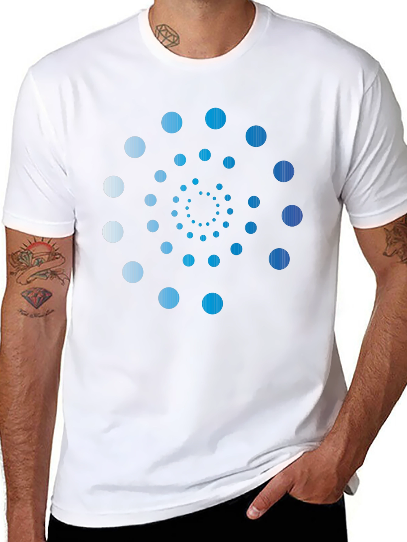 Stylish Spiral Dot Pattern Black T-Shirt