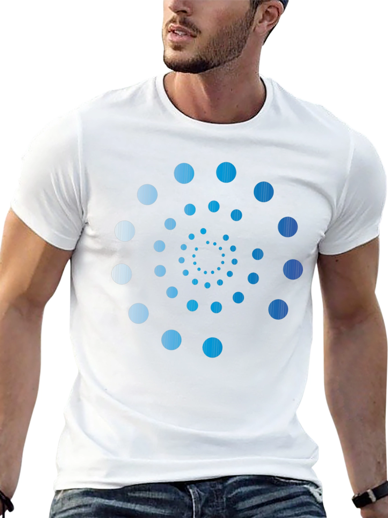 Stylish Spiral Dot Pattern Black T-Shirt