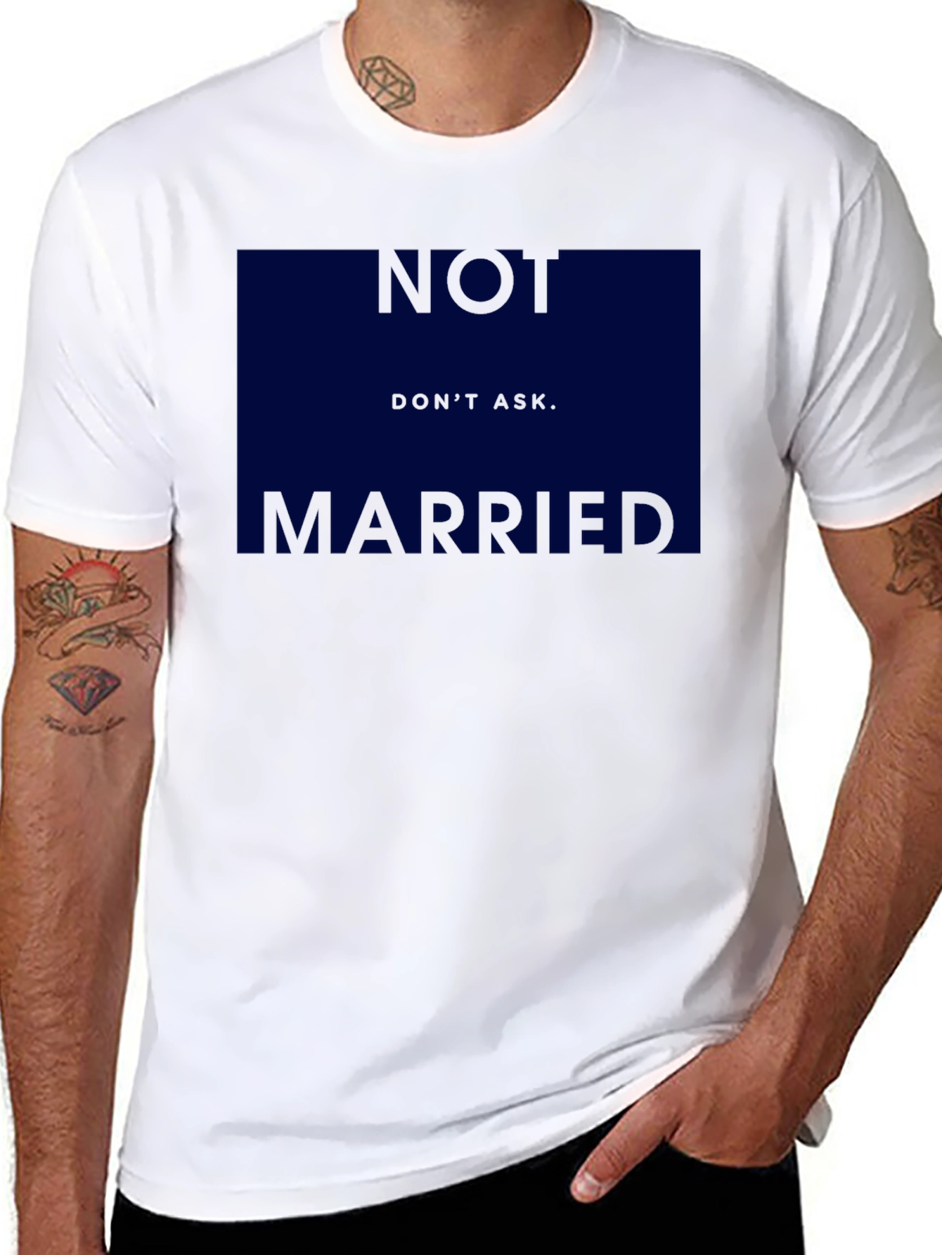 Humorous Not Married Dont Ask Graphic T-Shirt