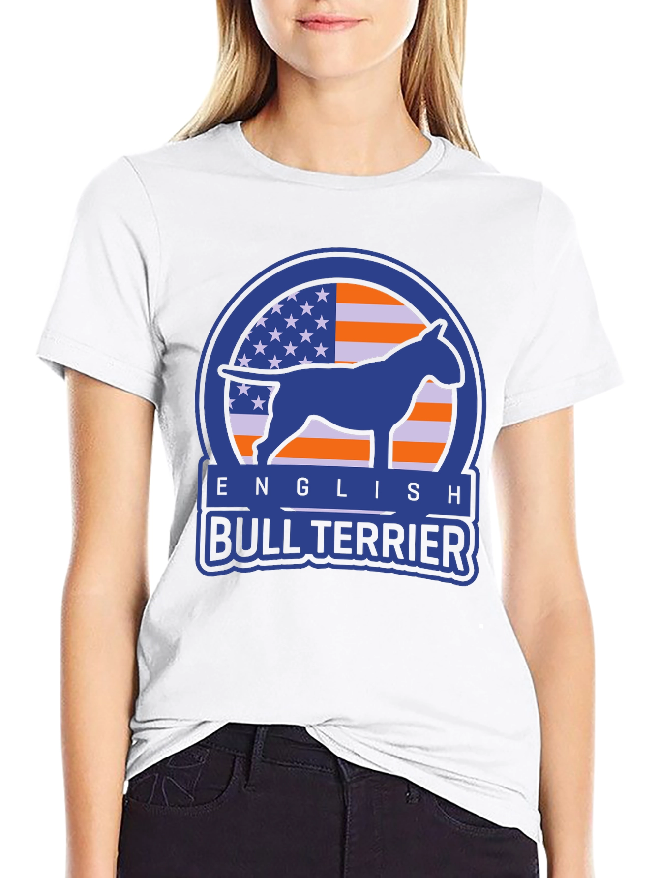 English Bull Terrier USA Flag Graphic T-Shirt