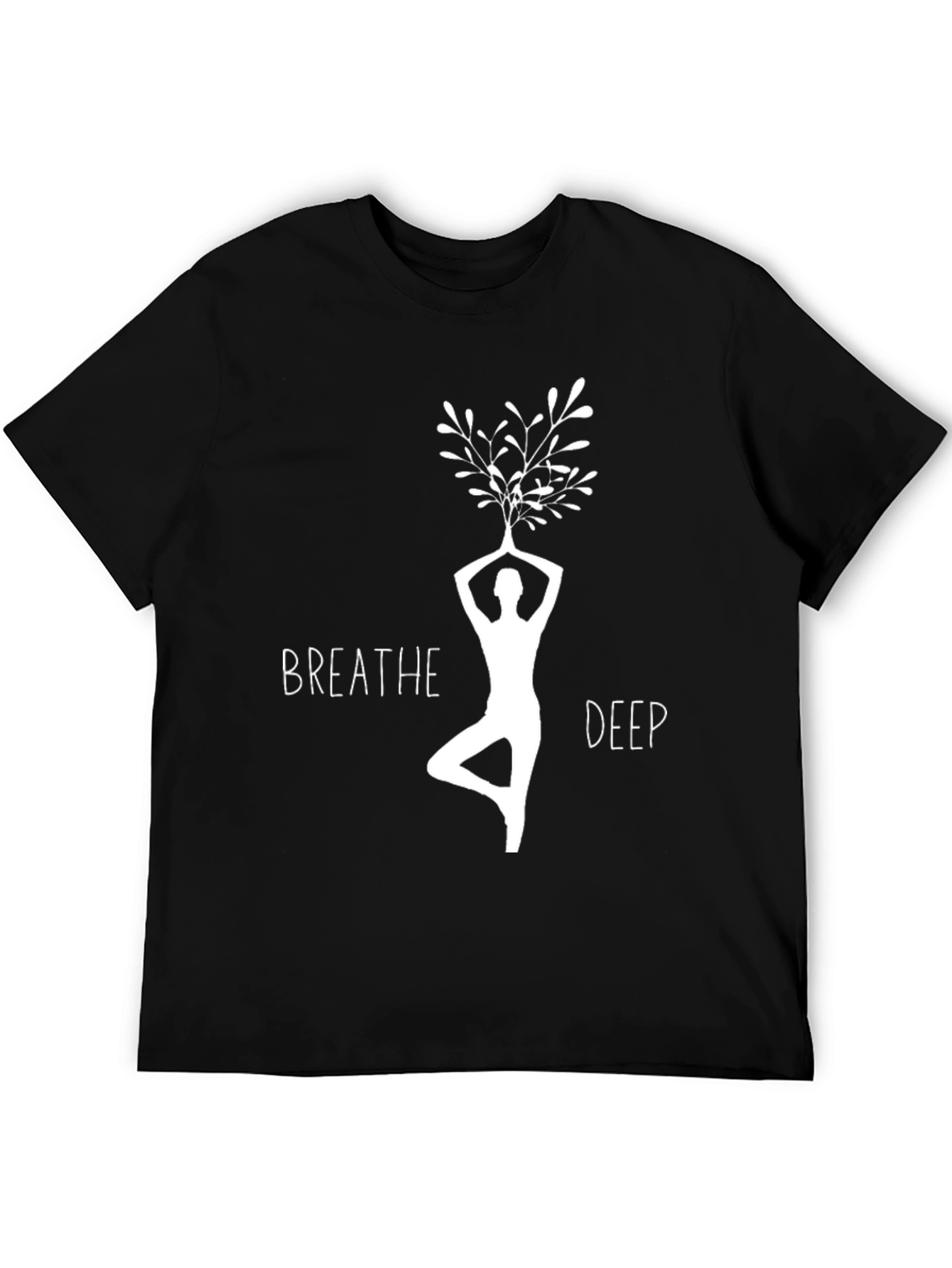 Breathe Deep Yoga Tree Pose Graphic T-Shirt