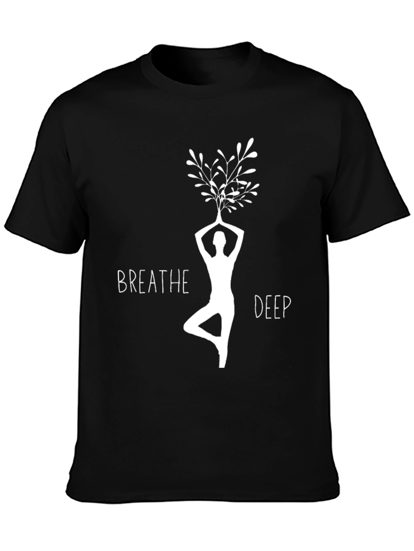Breathe Deep Yoga Tree Pose Graphic T-Shirt