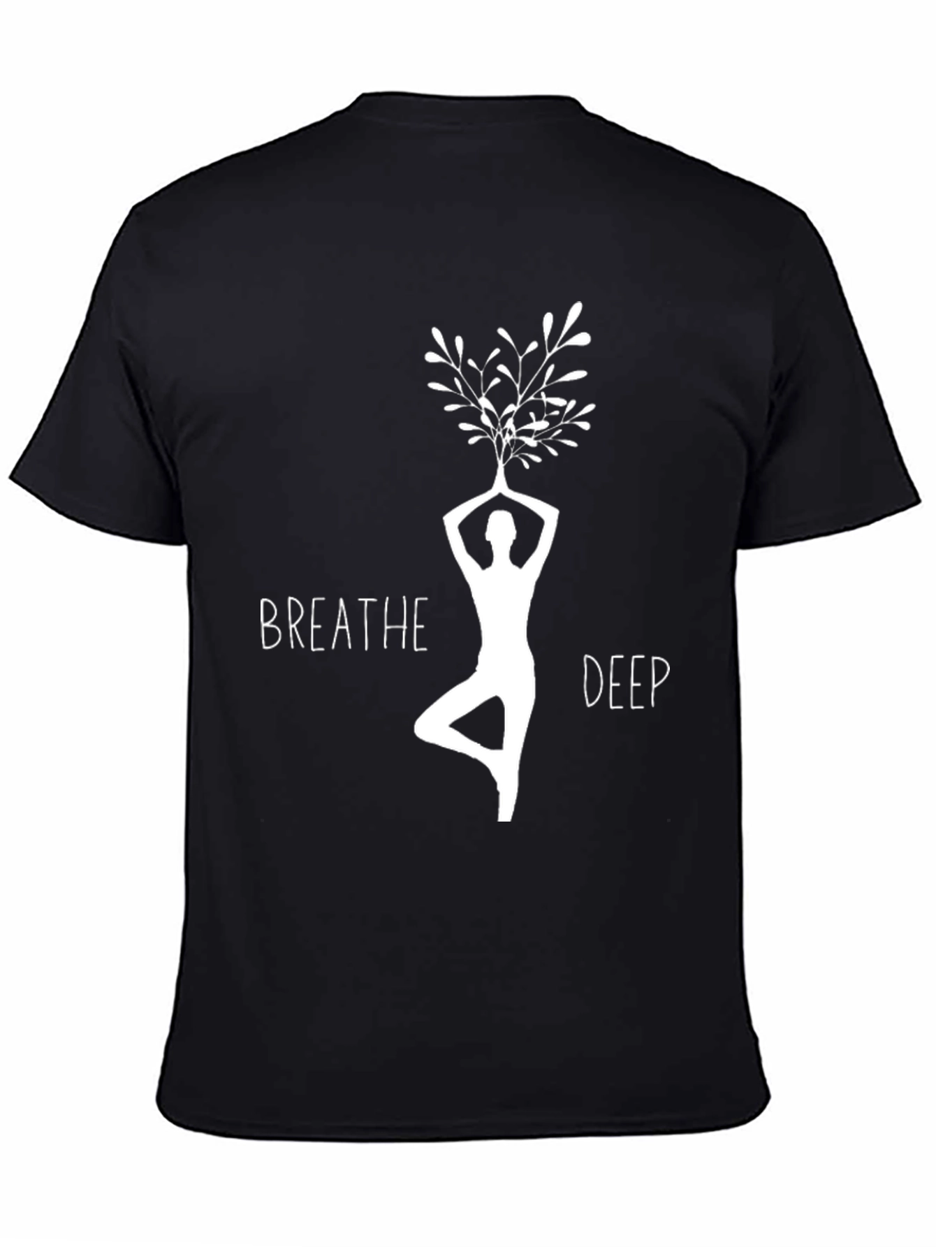 Breathe Deep Yoga Tree Pose Graphic T-Shirt