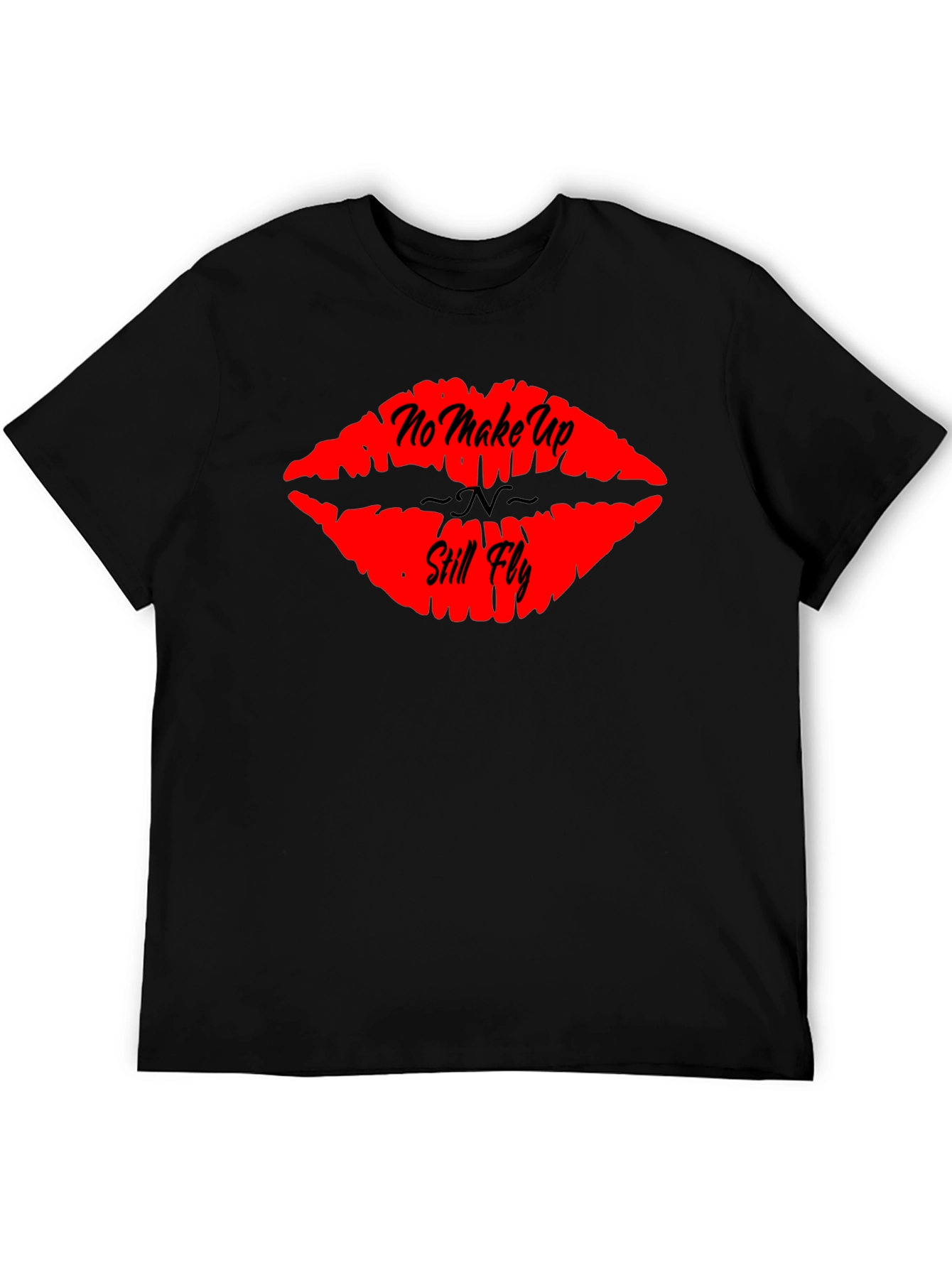 No Makeup Still Fly Lips Graphic Tee - Black