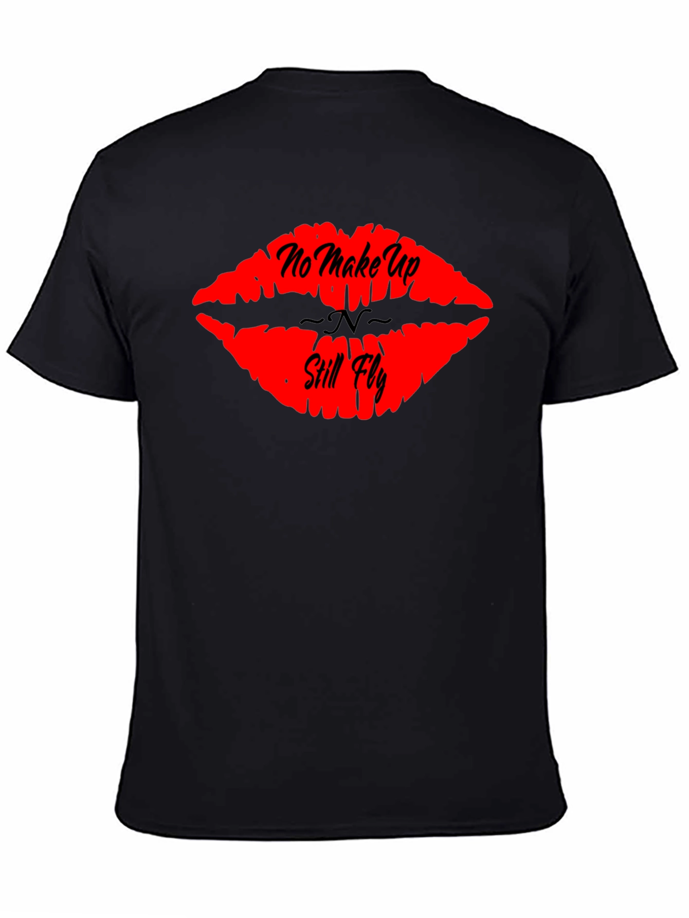 No Makeup Still Fly Lips Graphic Tee - Black