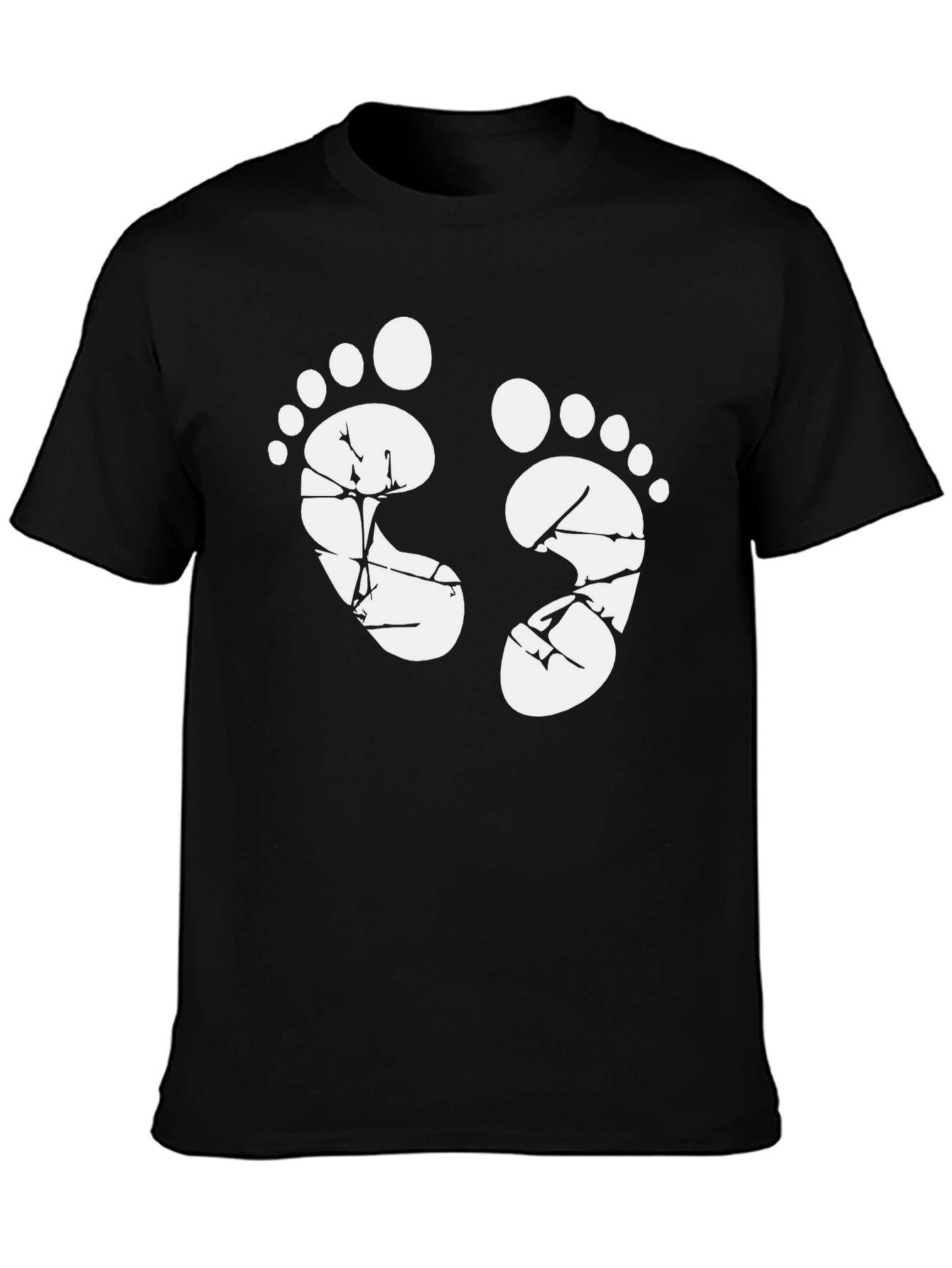 Baby Feet Graphic Print Black T-Shirt