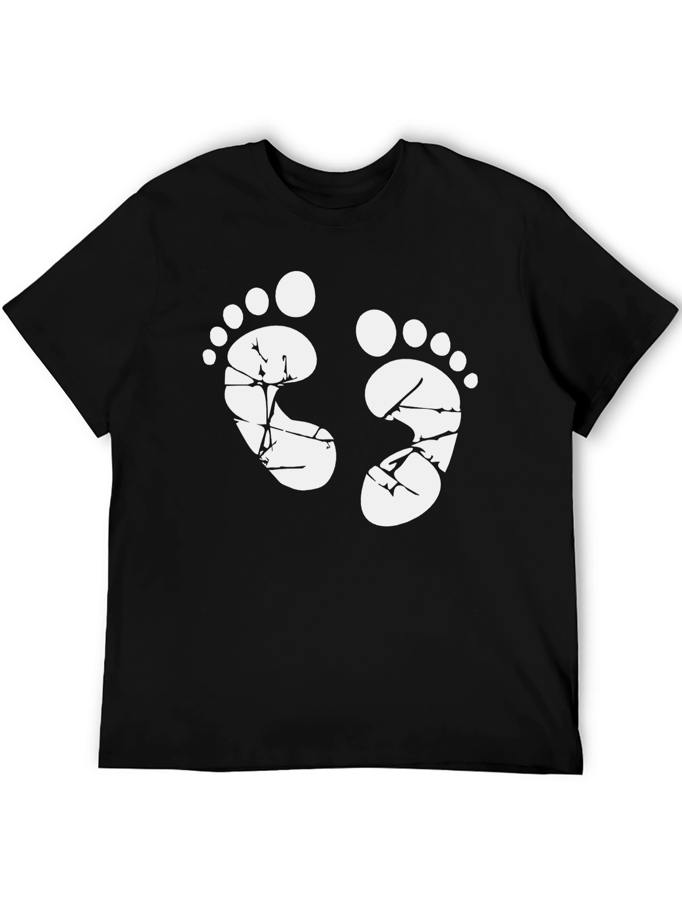 Baby Feet Graphic Print Black T-Shirt