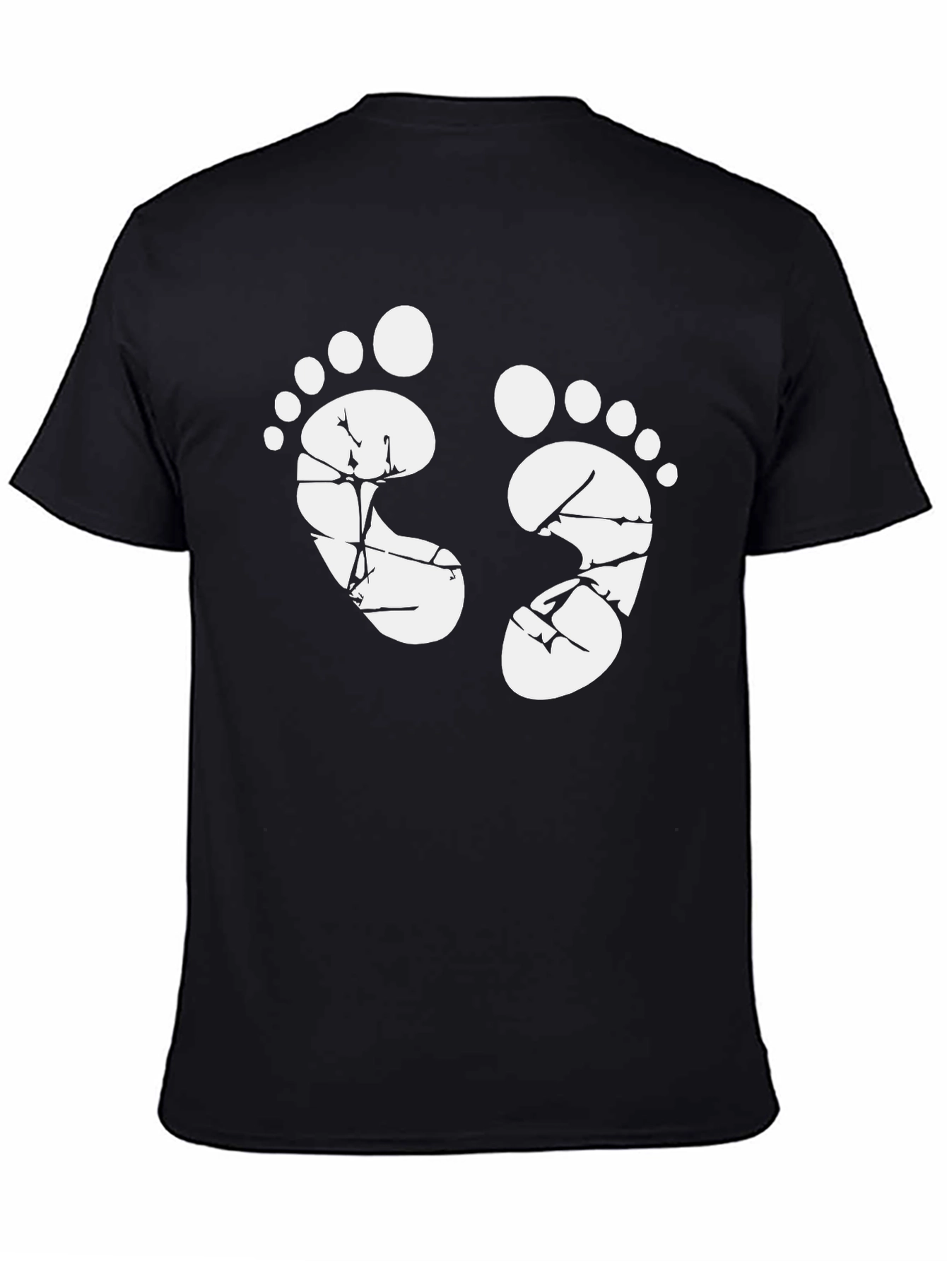 Baby Feet Graphic Print Black T-Shirt