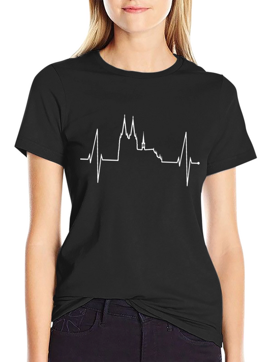 Heartbeat Prague Skyline Graphic Tee - Black