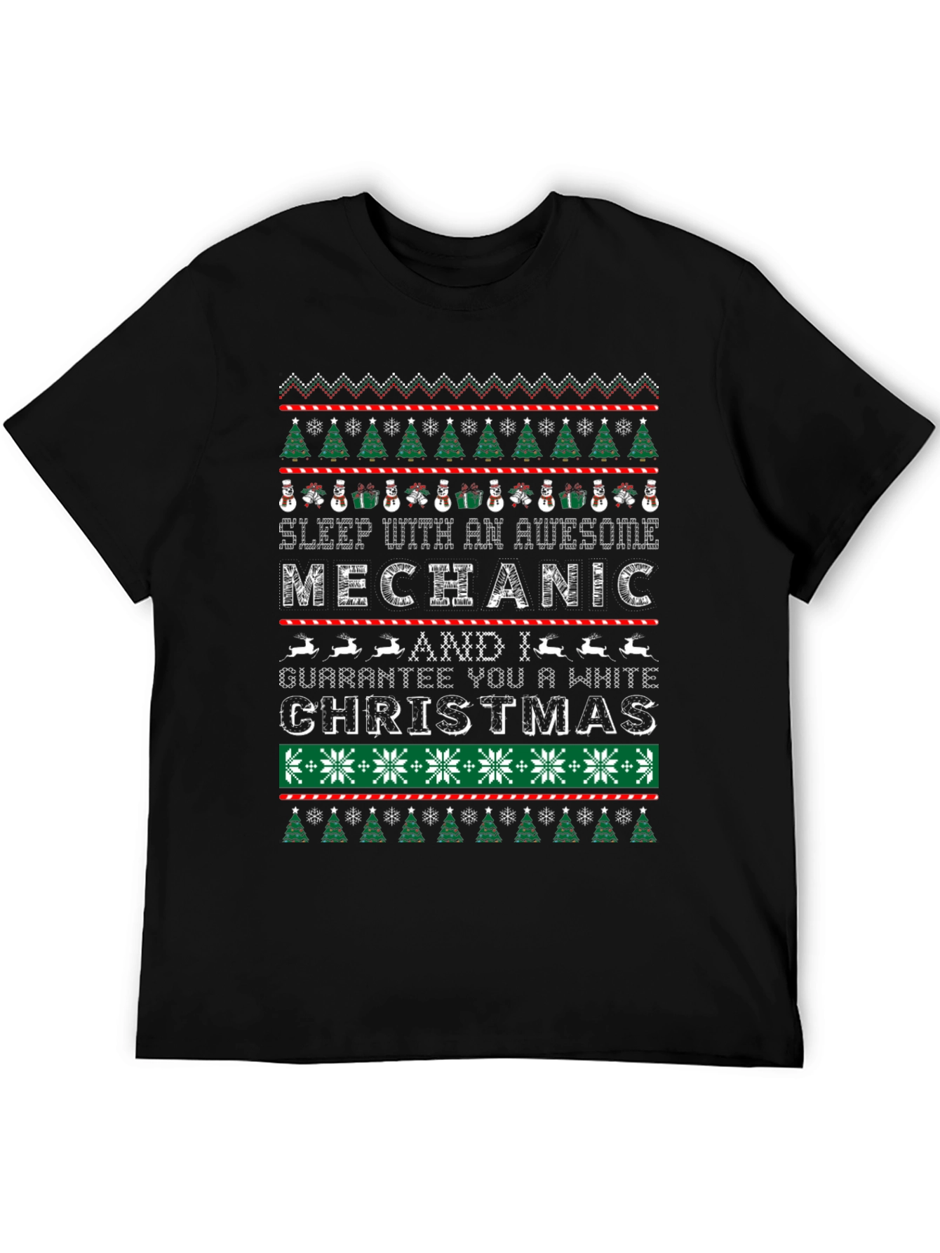 Mechanic Christmas Ugly Sweater Style T-Shirt