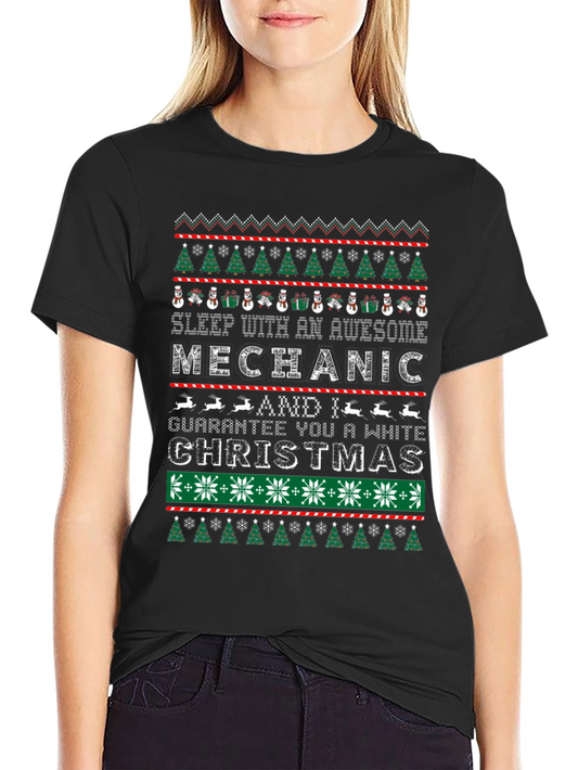 Mechanic Christmas Ugly Sweater Style T-Shirt
